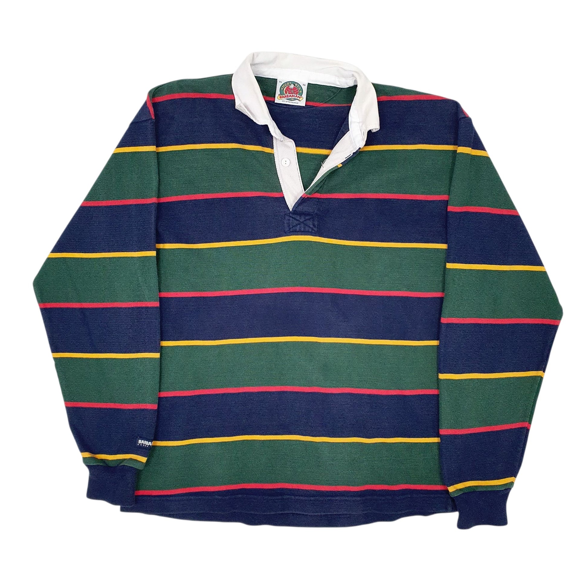 Mens Green Barbarian Rugby Long Sleeve Polo Shirt