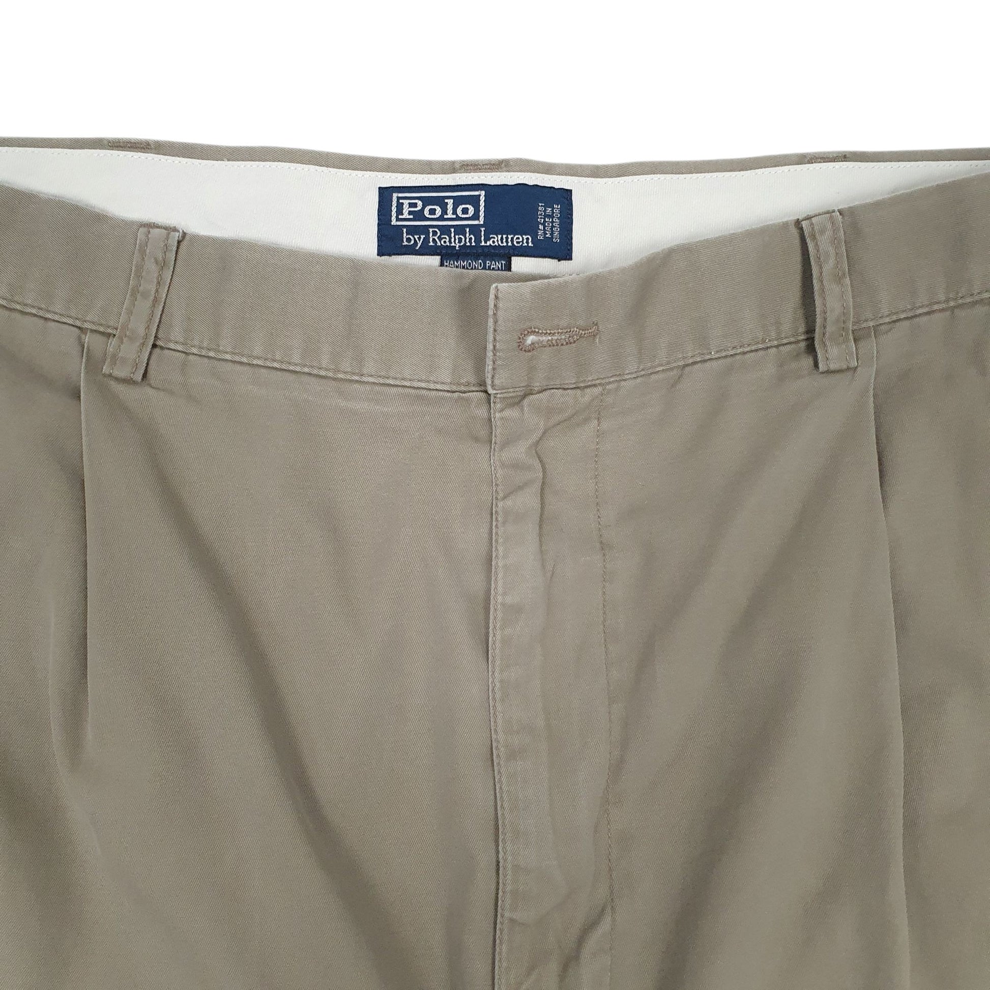 Mens Grey Polo Ralph Lauren Hammond Pant Pleated 90s  Trousers