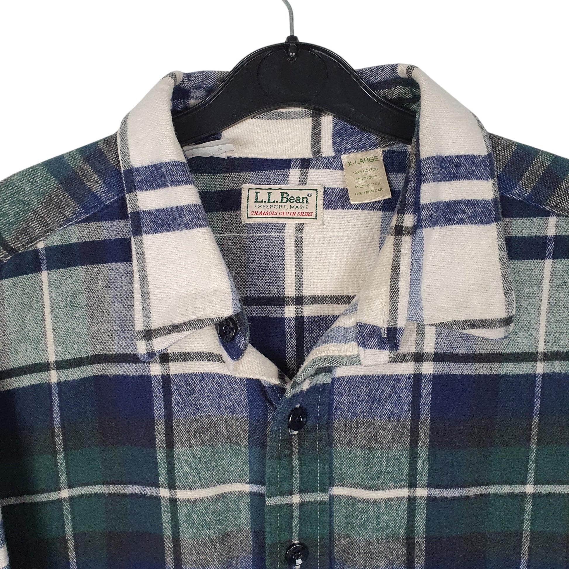 Mens Blue L.L.Bean Vintage 90s Made In USA Chamois  Shirt