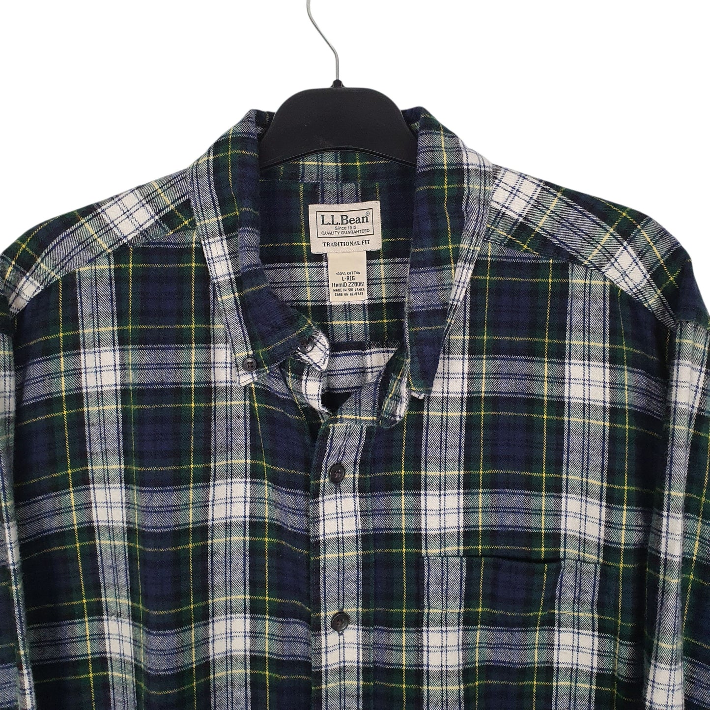 Mens Navy L.L.Bean Thick Flannel Plaid  Shirt