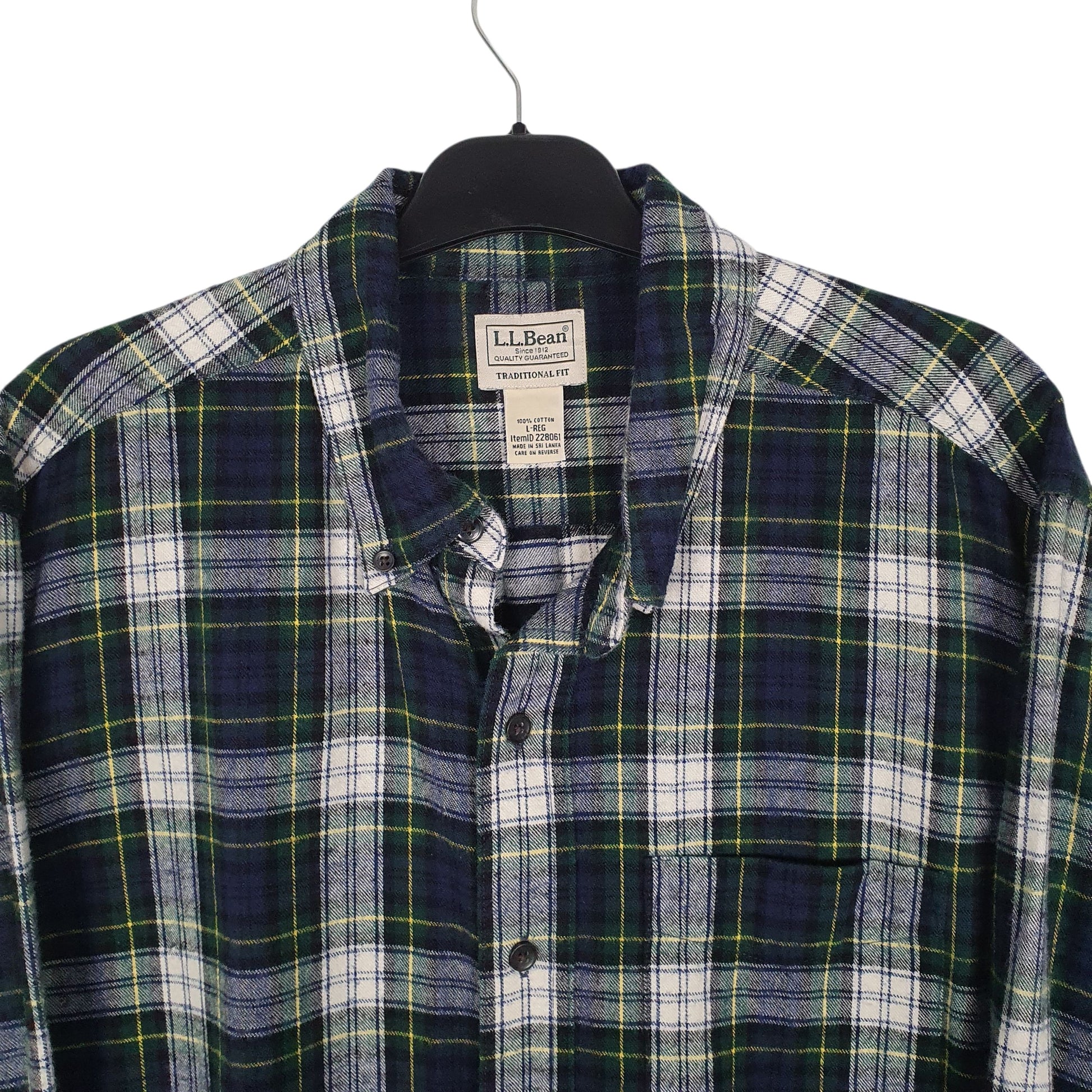 Mens Navy L.L.Bean Thick Flannel Plaid  Shirt