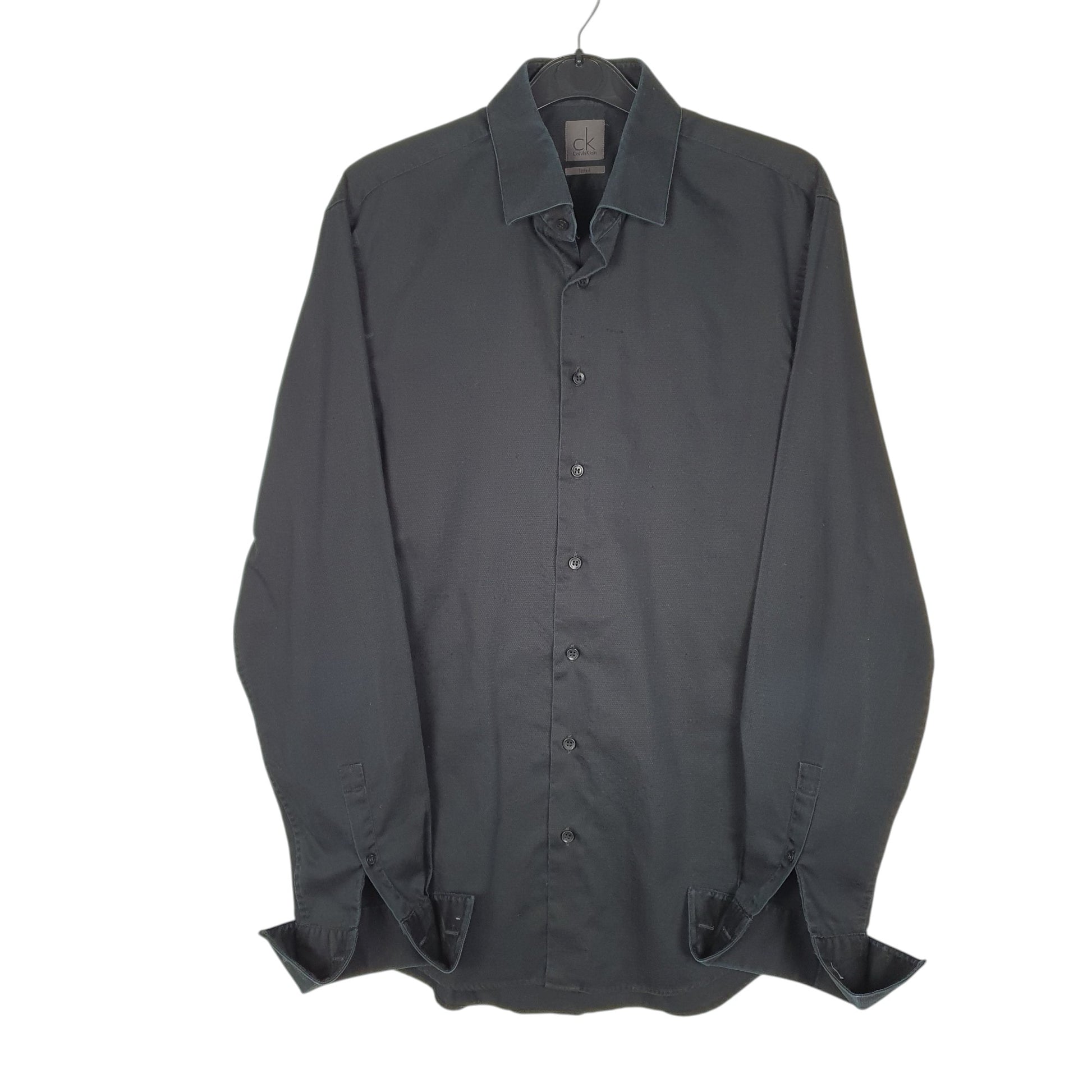 Mens Black Calvin Klein Cufflink Long Sleeve Shirt