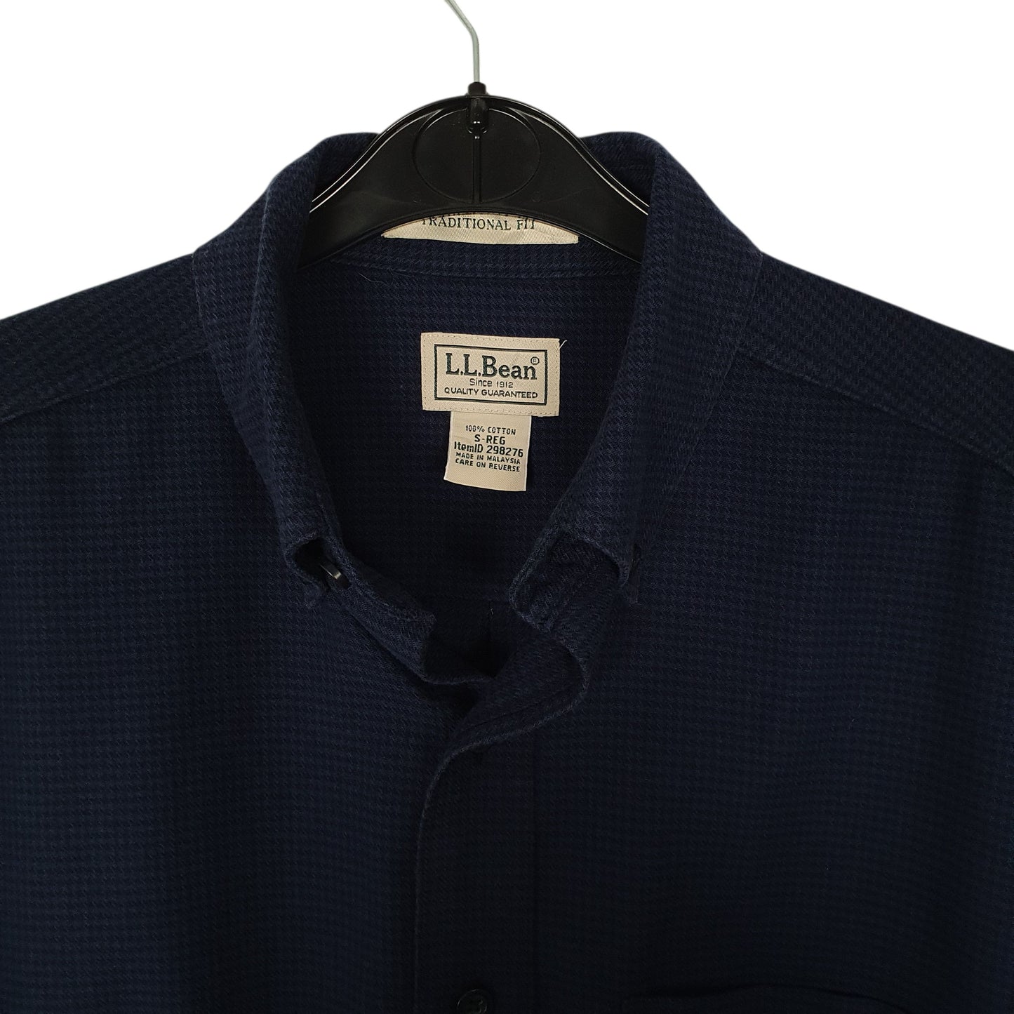 Mens Navy L.L.Bean Flannel Houndstooth  Shirt