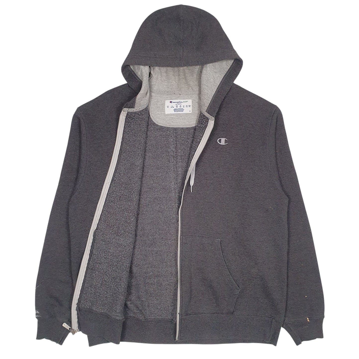 Mens Grey Champion Hoodie Full Zip Jumper