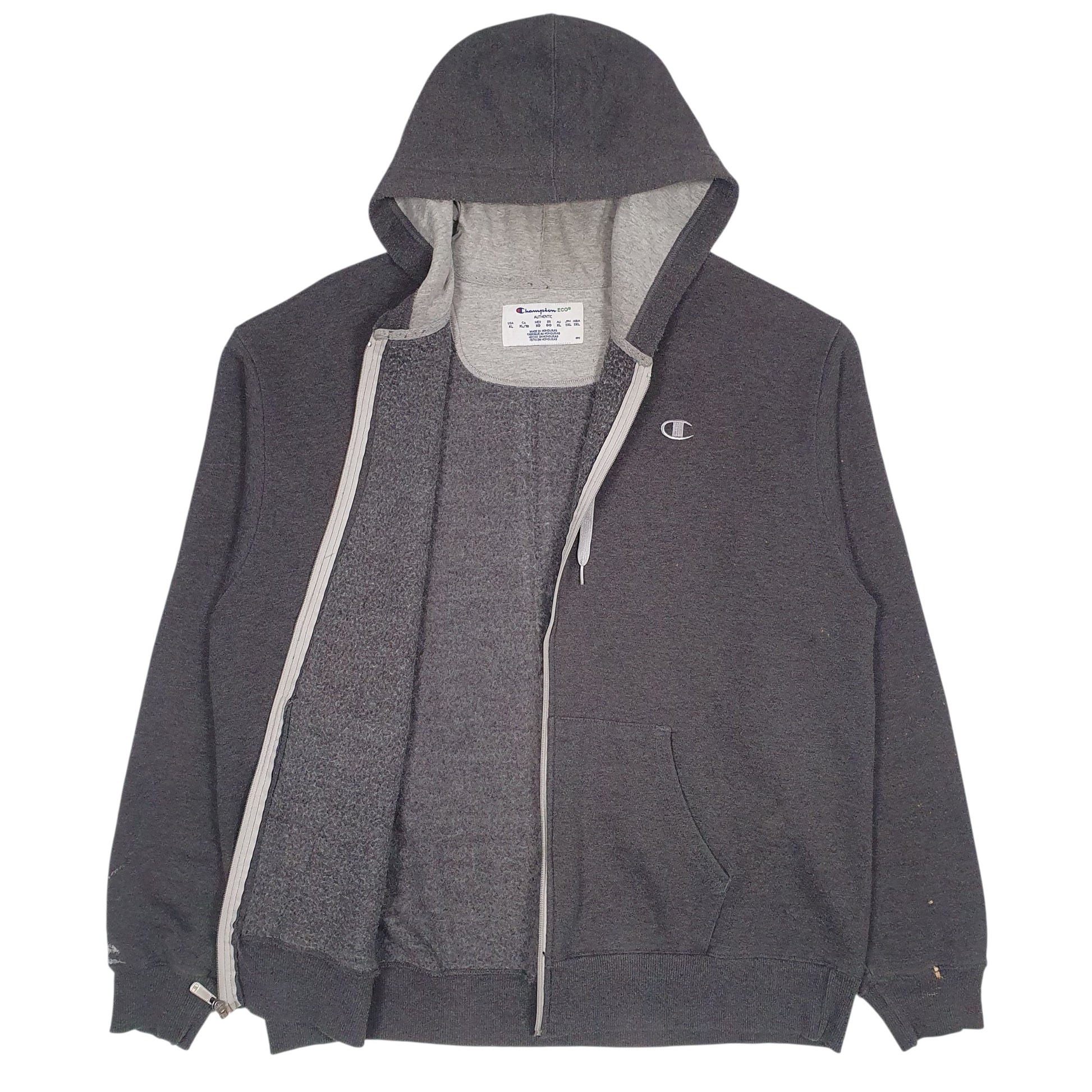 Mens Grey Champion Hoodie Full Zip Jumper