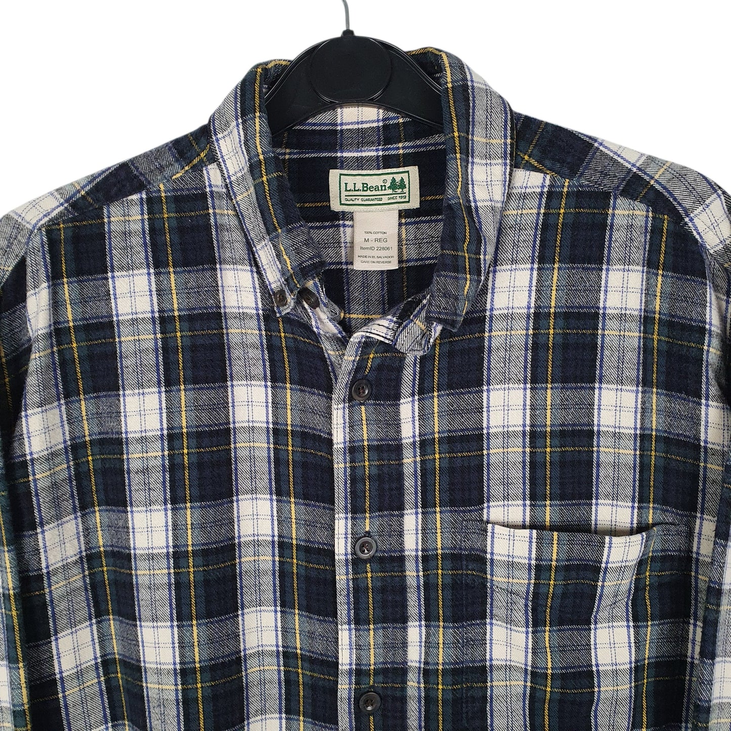 Mens Navy L.L.Bean Thick Flannel Plaid  Shirt