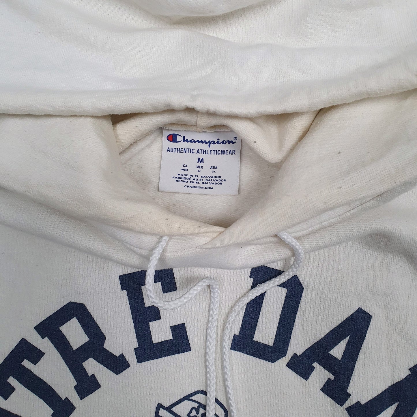 Mens White Champion Notre Dame Hoodie Jumper