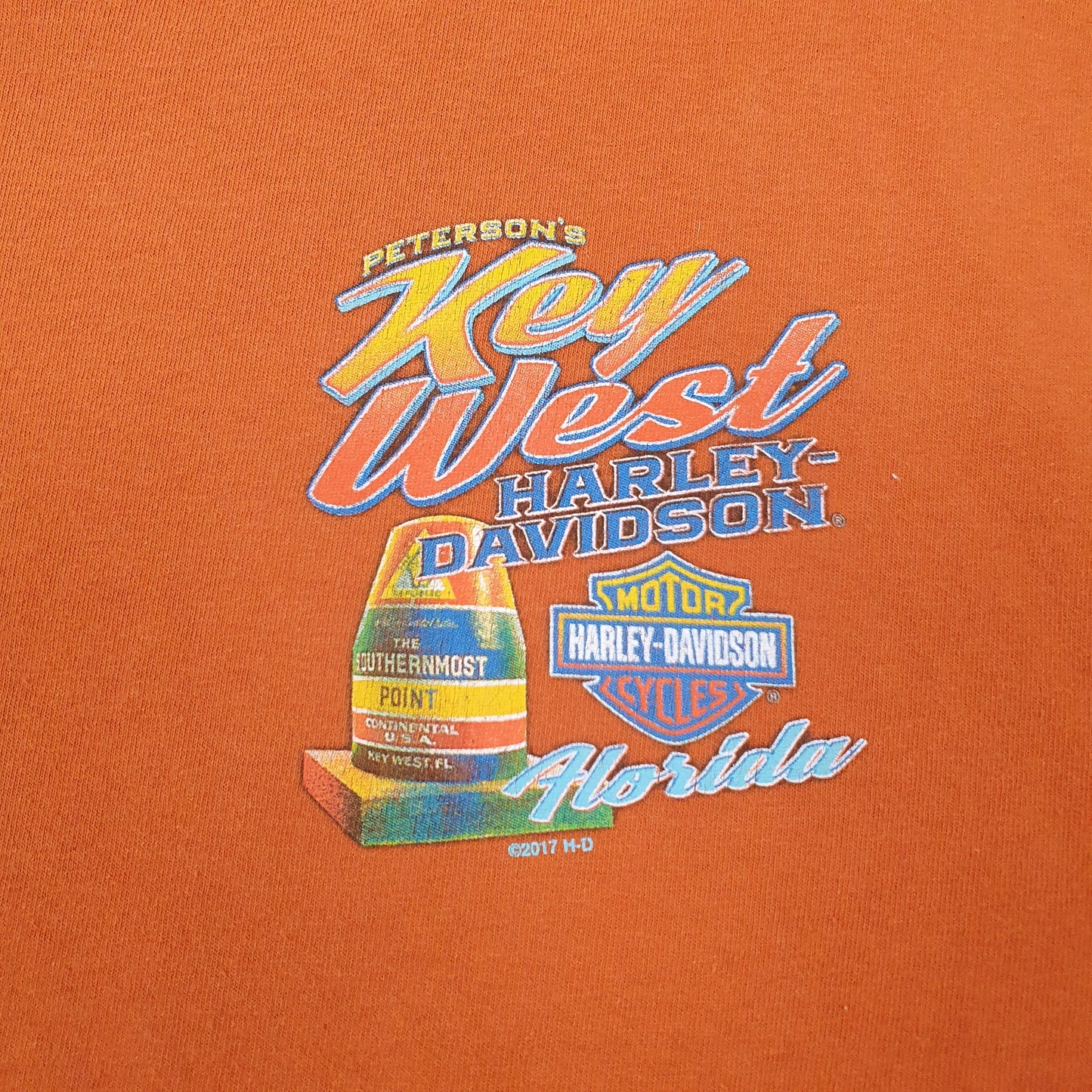 Mens Orange Harley Davidson   T Shirt