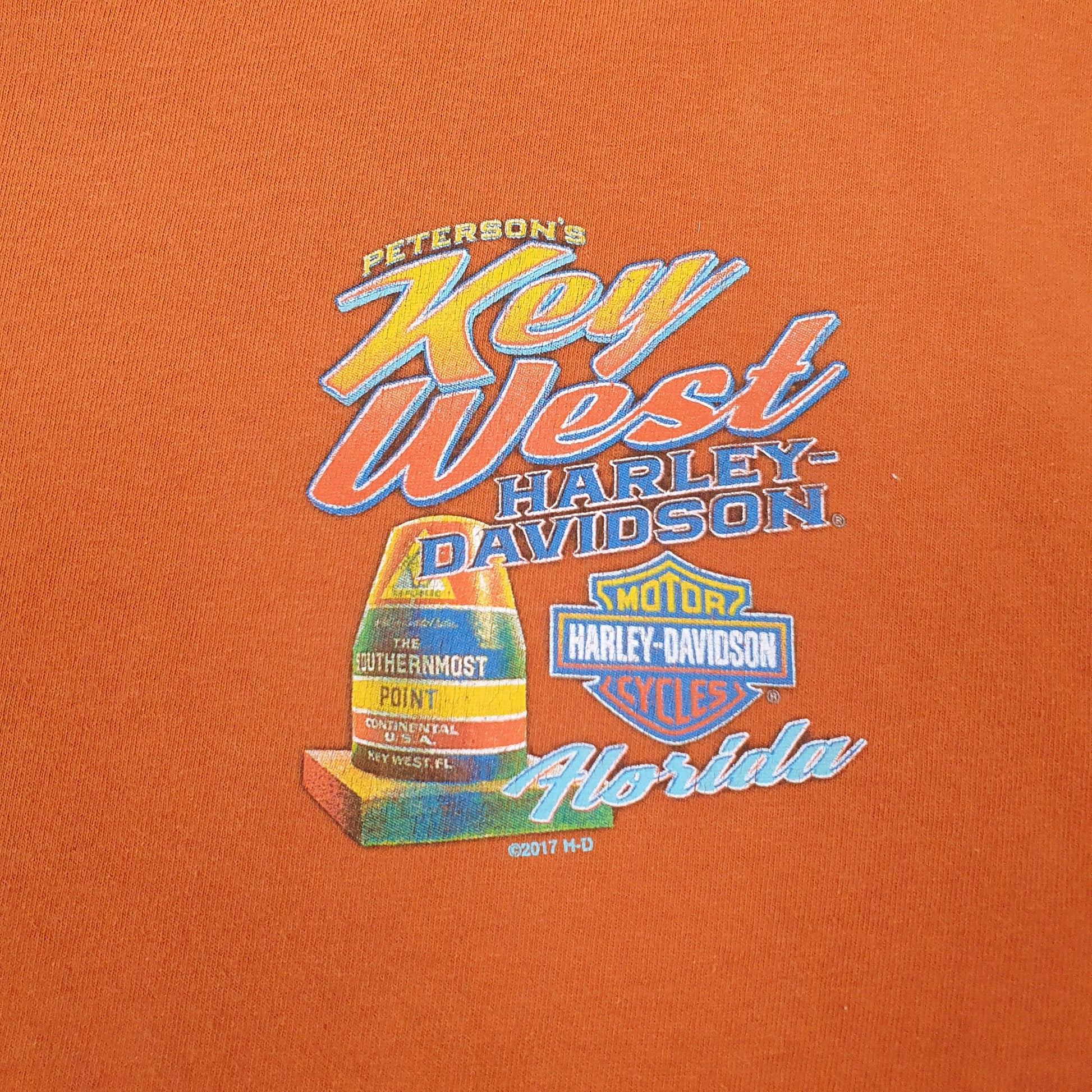 Mens Orange Harley Davidson   T Shirt