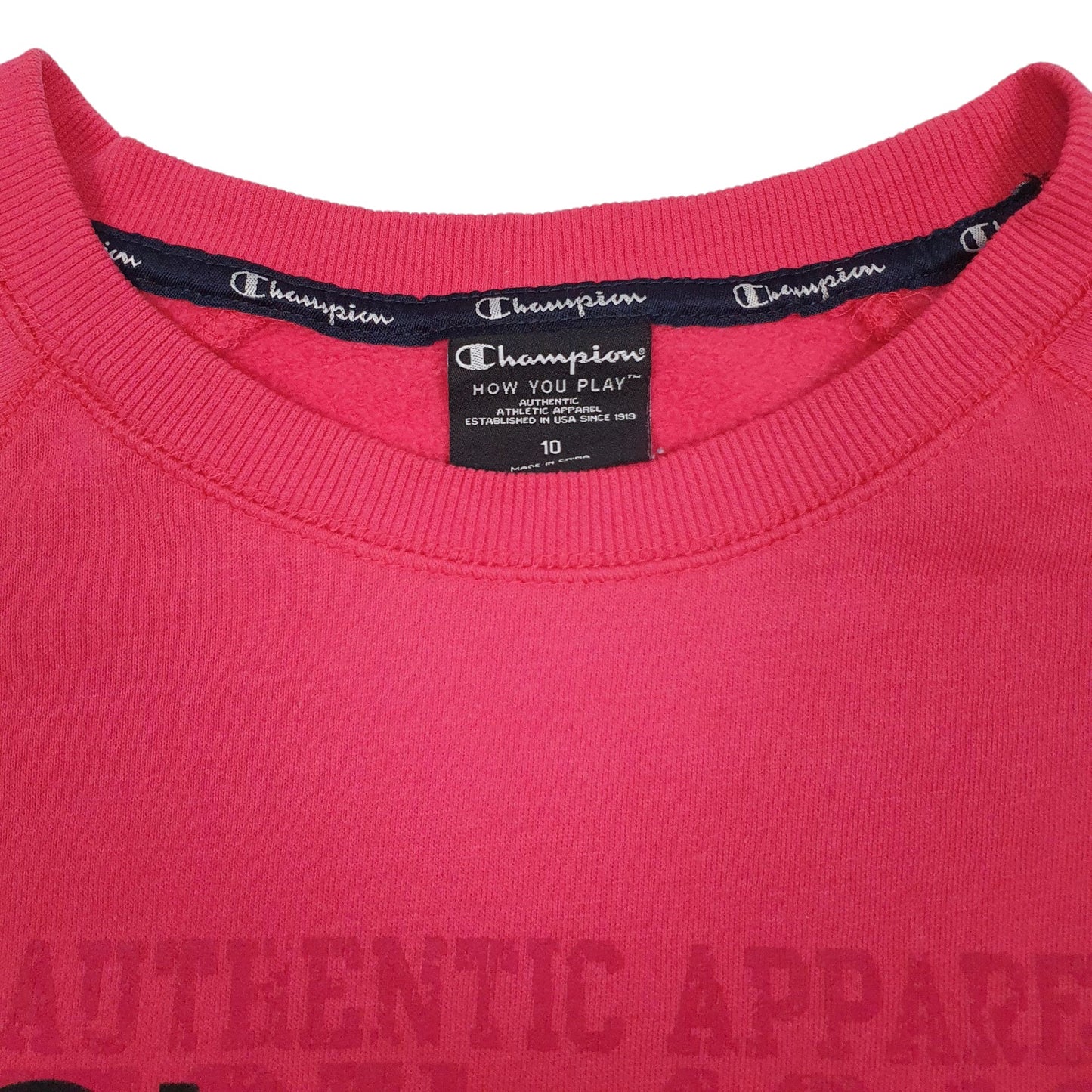 Womens Pink Champion Spellout Crewneck Jumper