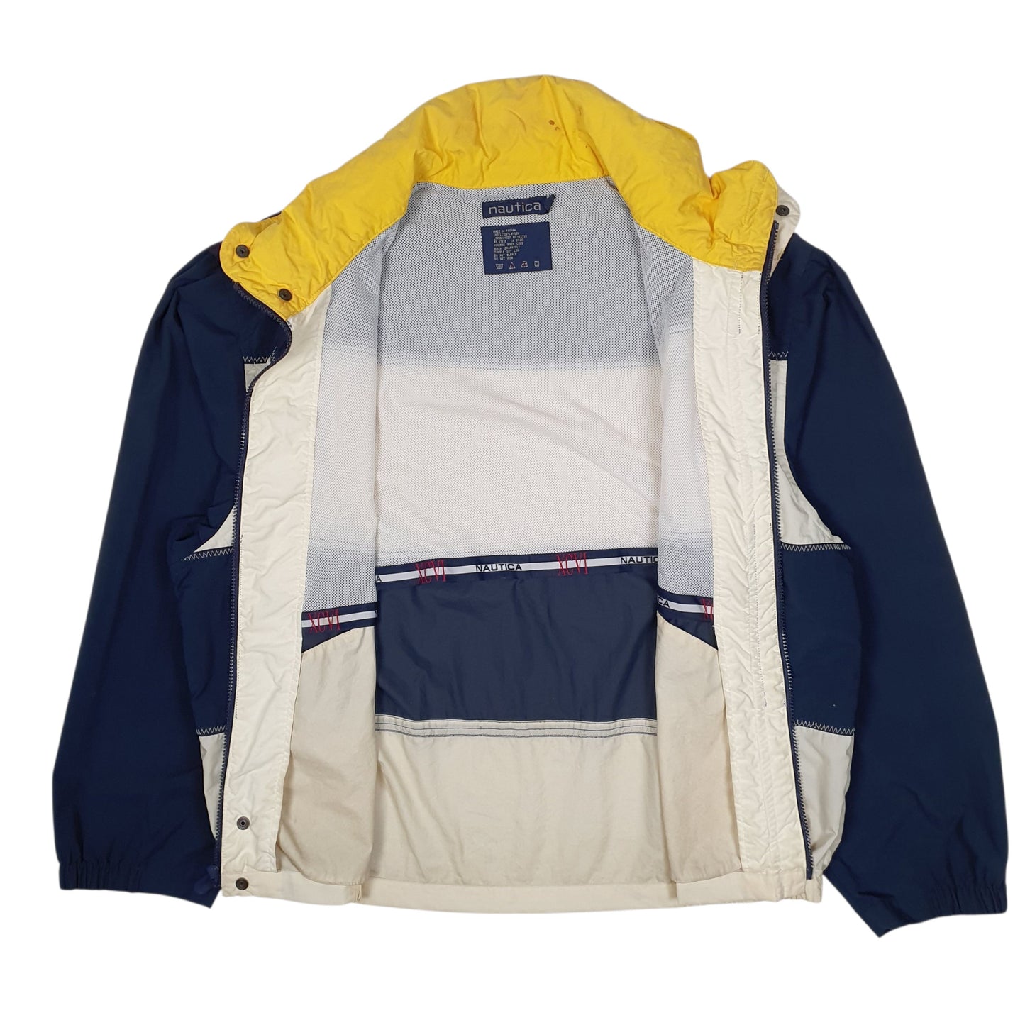 Mens Navy Nautica Vintage 00s Sailing Full Zip Coat