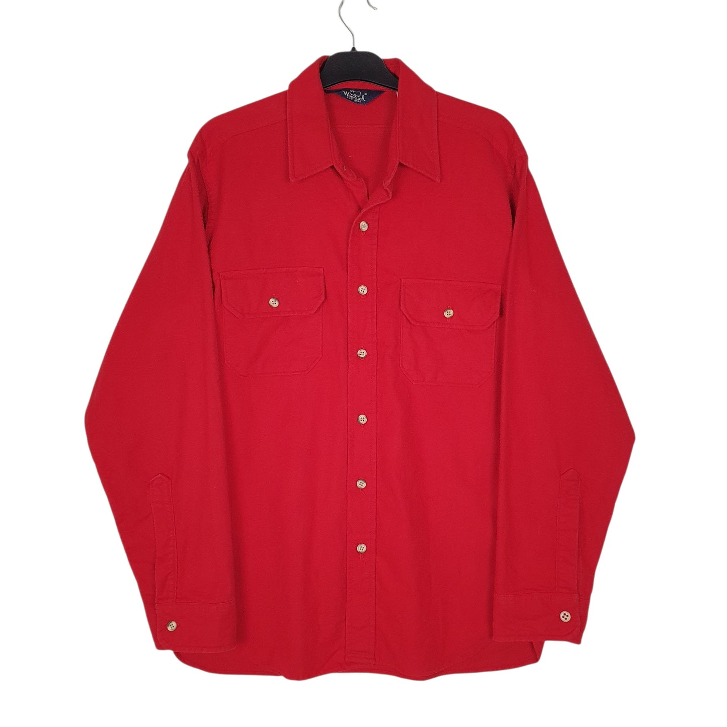 Mens Red Woolrich Vintage 1980s Thick Chamois Long Sleeve Shirt