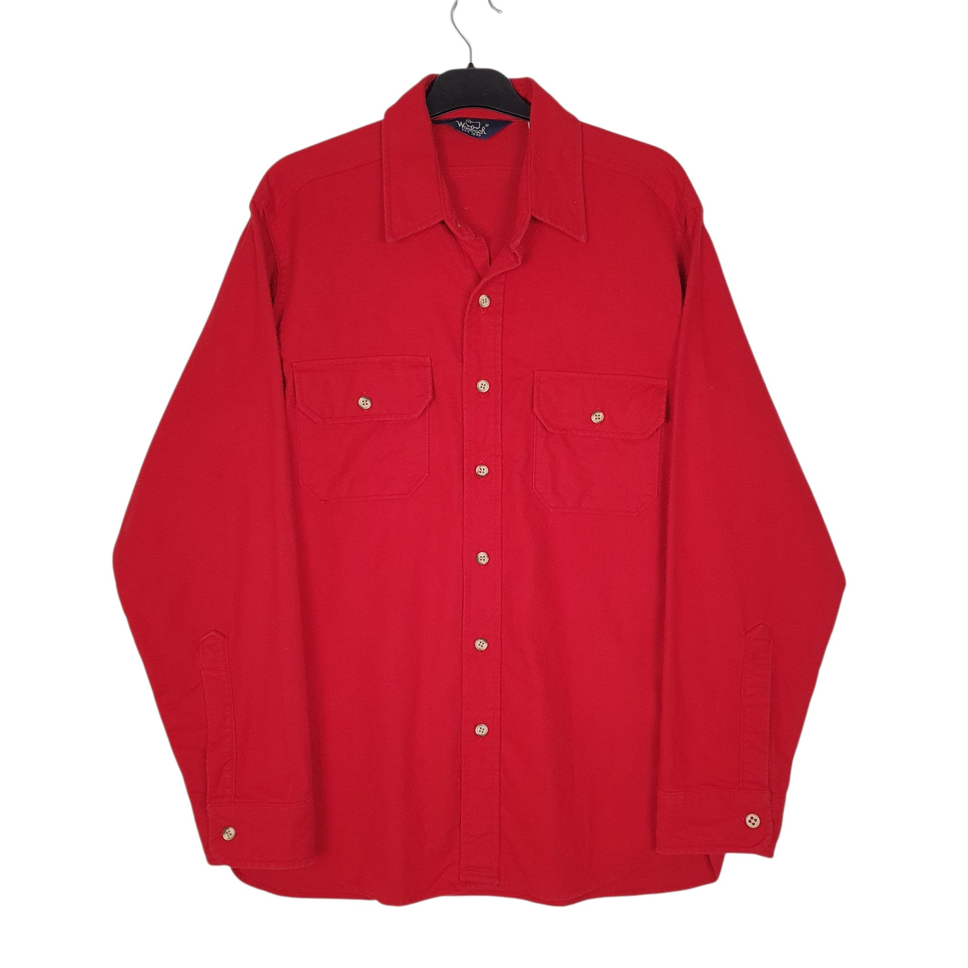 Mens Red Woolrich Vintage 1980s Thick Chamois Long Sleeve Shirt