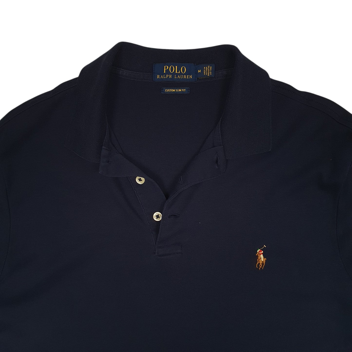 Mens Navy Polo Ralph Lauren Custom Slim Fit  Polo Shirt