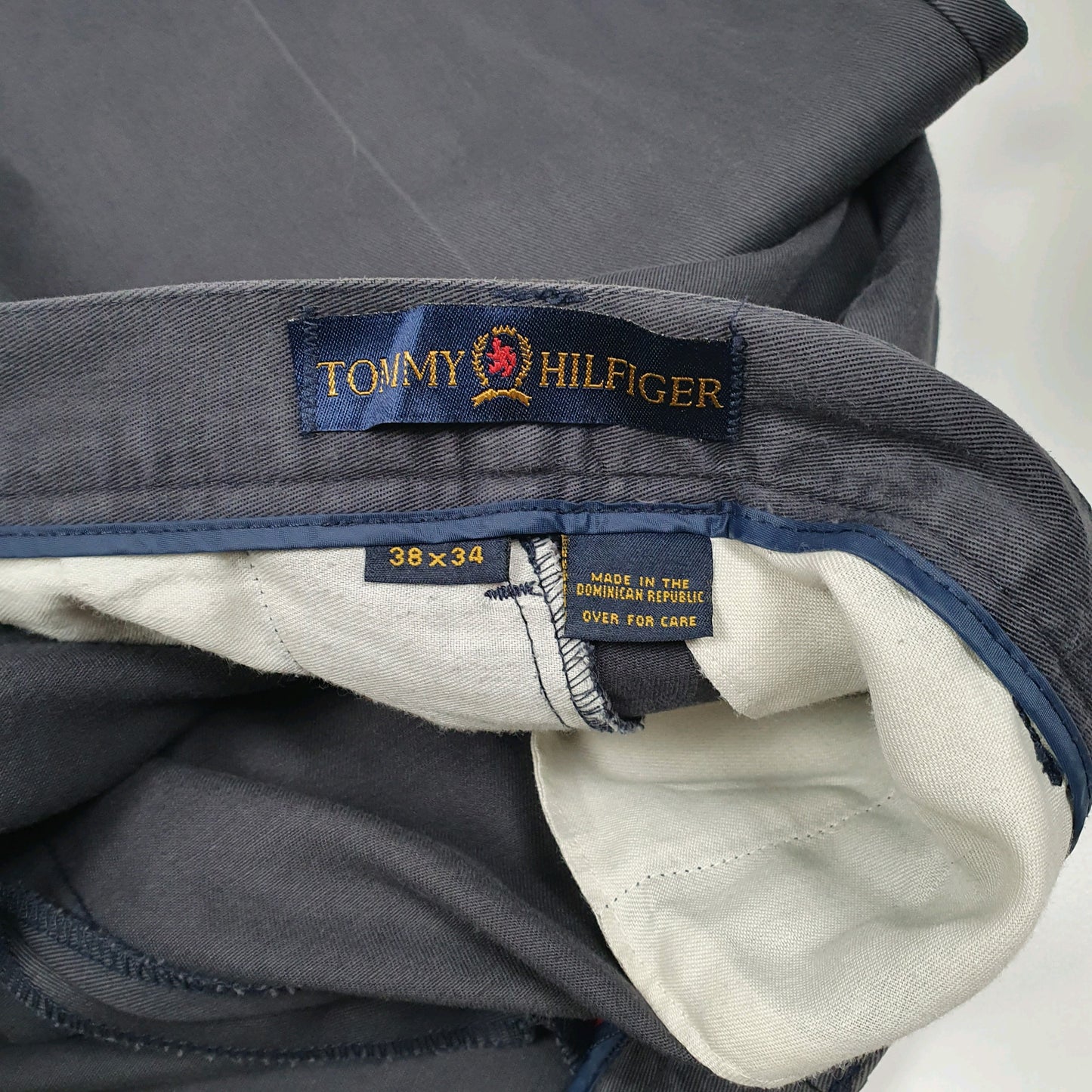 Mens Navy Tommy Hilfiger Vintage 2000s Double Pleated  Trousers