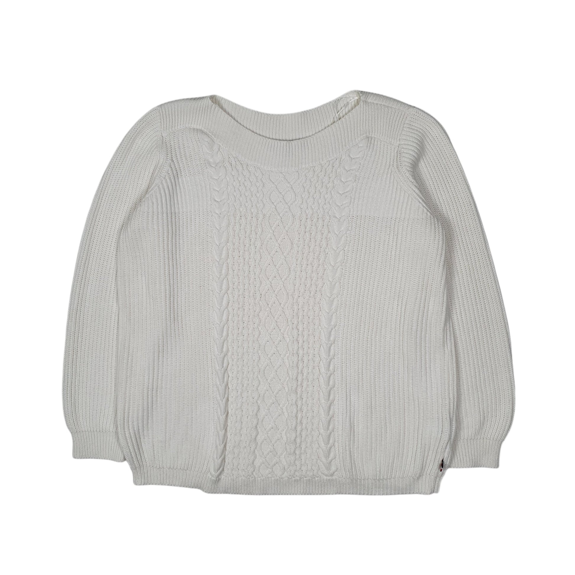 Womens White Tommy Hilfiger Cable Knit Crewneck Jumper
