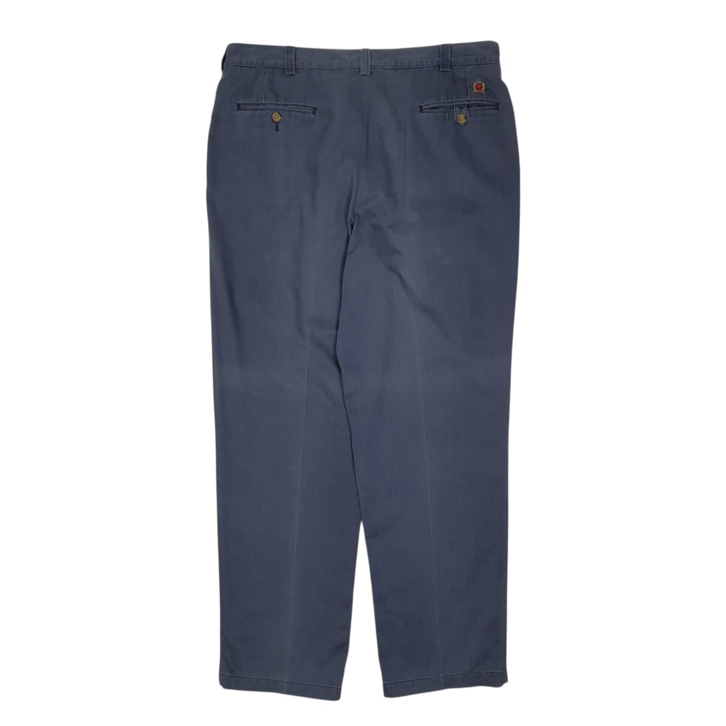 Mens Navy Tommy Hilfiger Vintage 2000s Double Pleated  Trousers