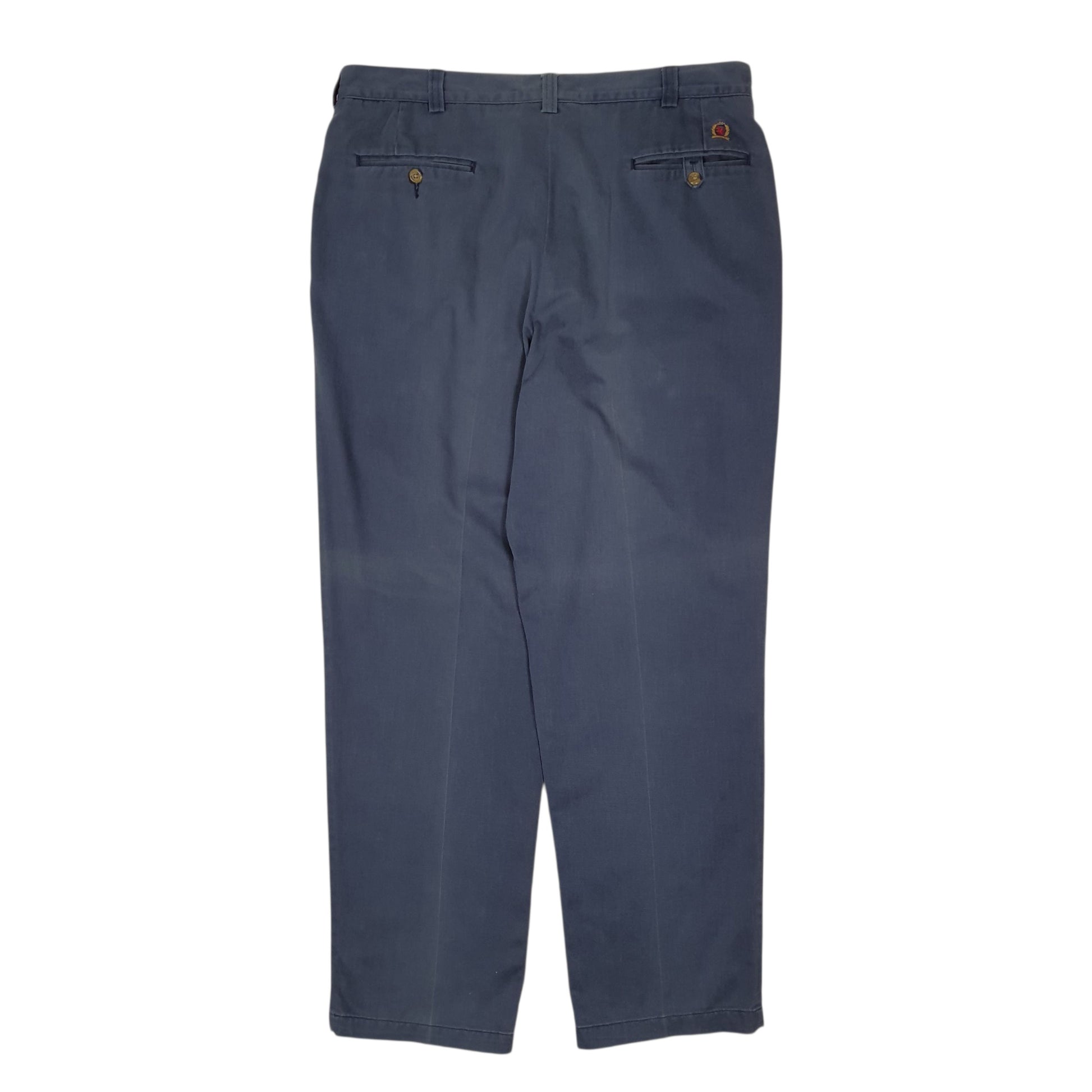 Mens Navy Tommy Hilfiger Vintage 2000s Double Pleated  Trousers
