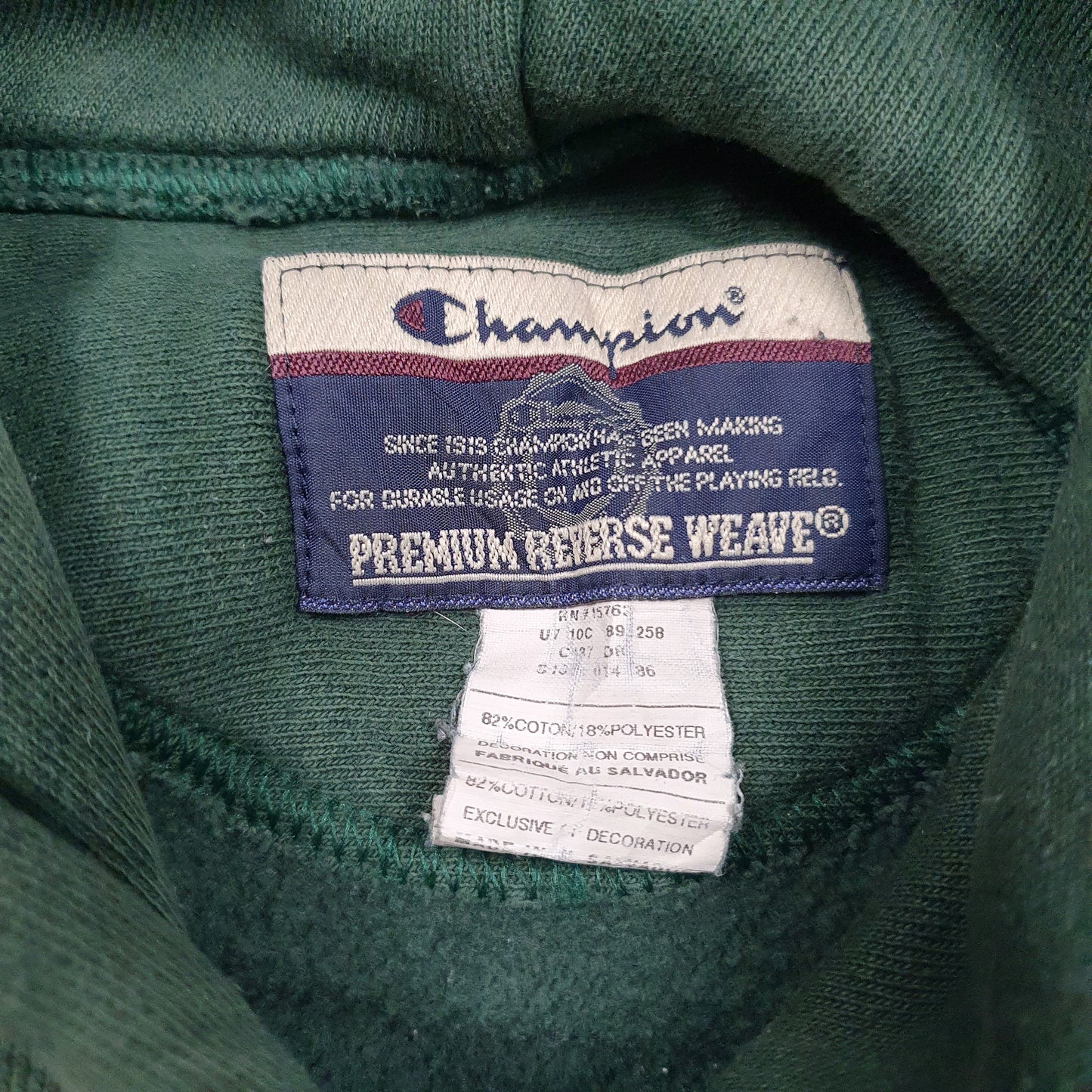 Mens Green Champion Reverse Weave Doylestown Rugby Hoodie Jumper