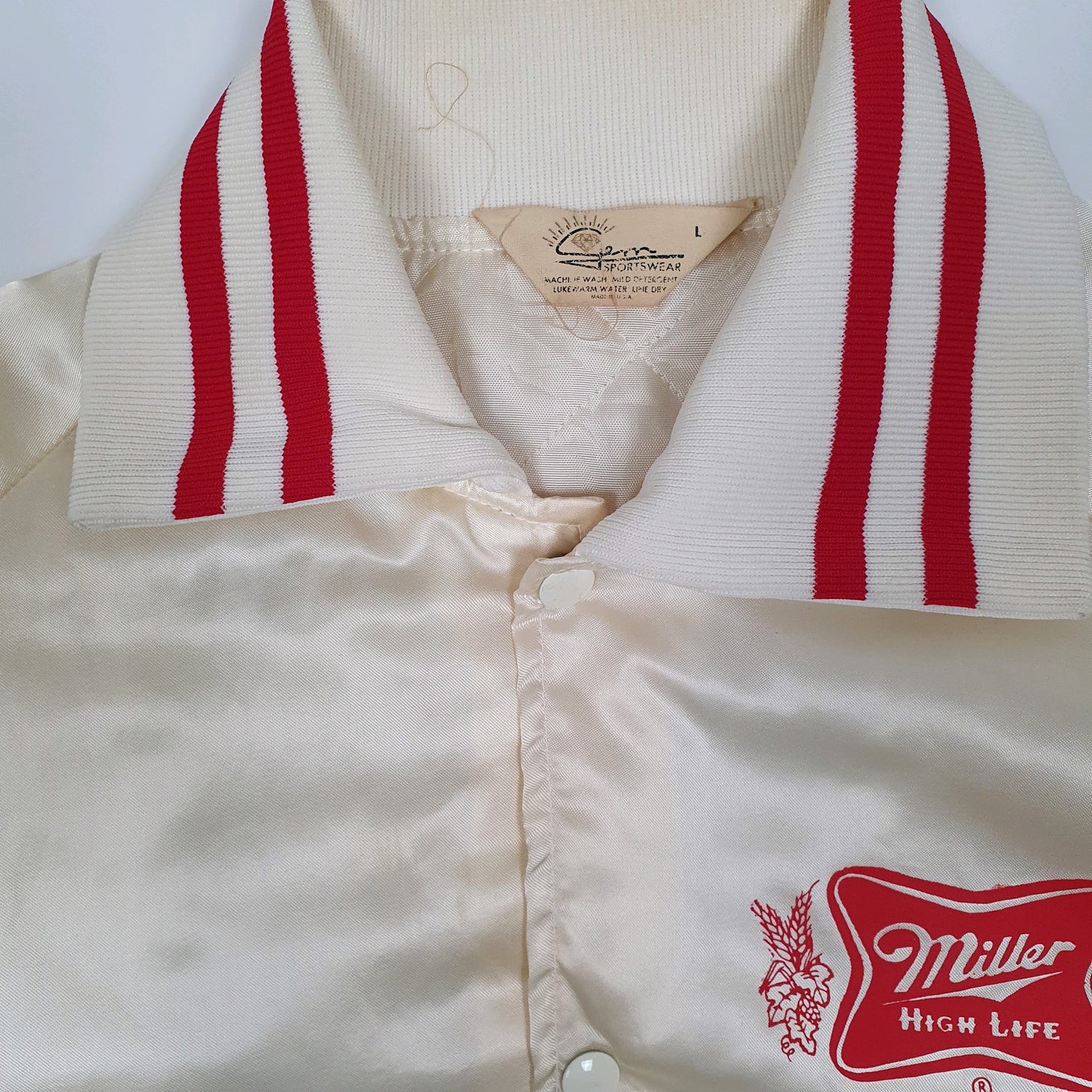 Mens Cream Gem Sportswear Vintage 1960s Miller High Life  Coat
