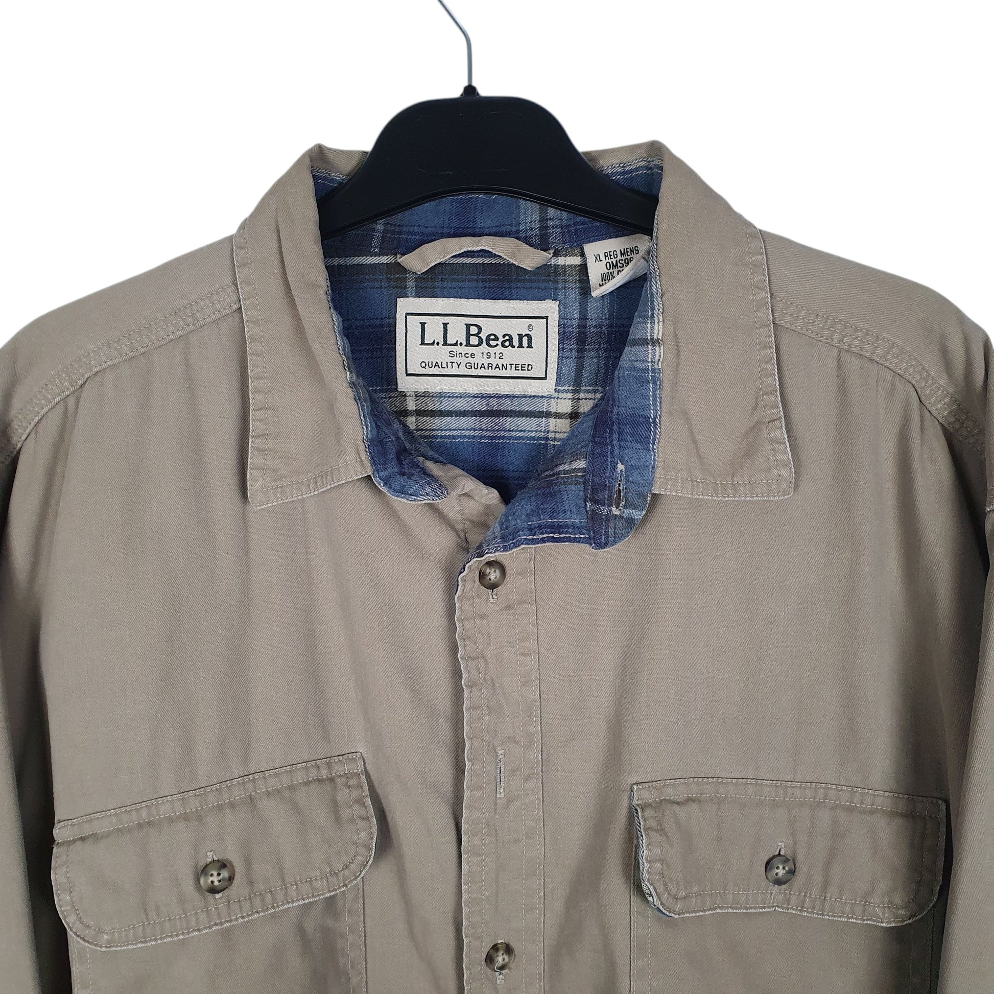 Mens Beige L.L.Bean Thick Fleece Lined Shacket  Shirt