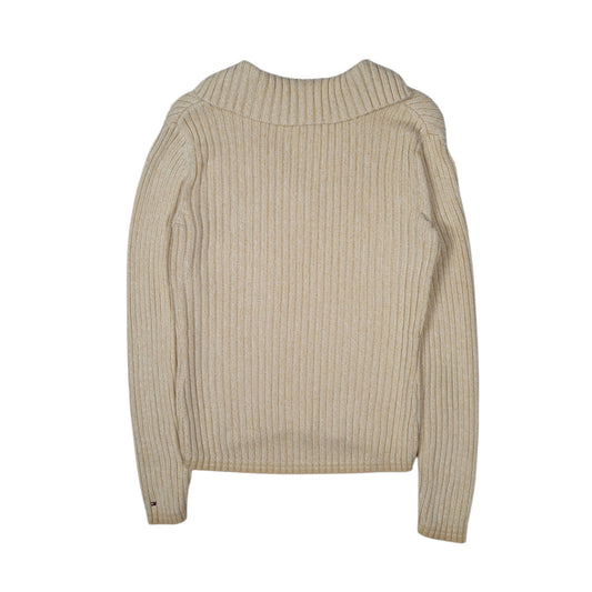 Womens Cream Tommy Hilfiger  V Neck Jumper