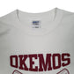 Womens White Gildan Okemos Baseball Crewneck T Shirt