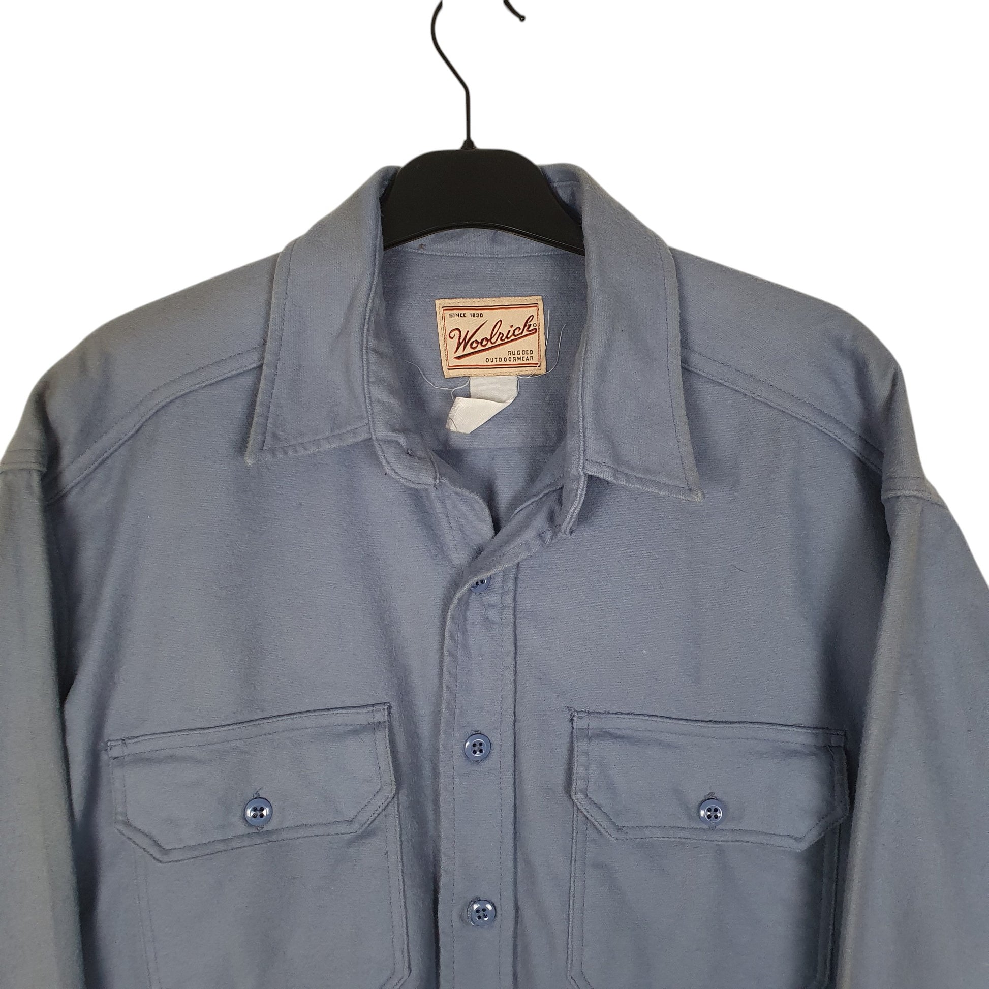 Mens Blue Woolrich Thick Chamois  Shirt