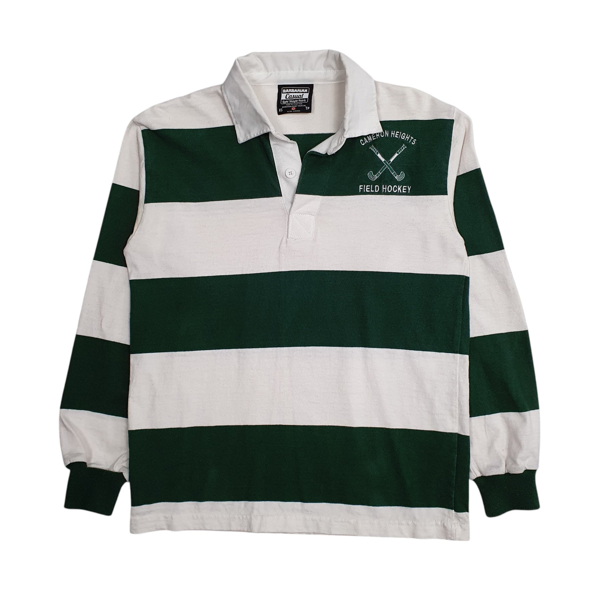 Mens Green Barbarian Rugby Long Sleeve Polo Shirt