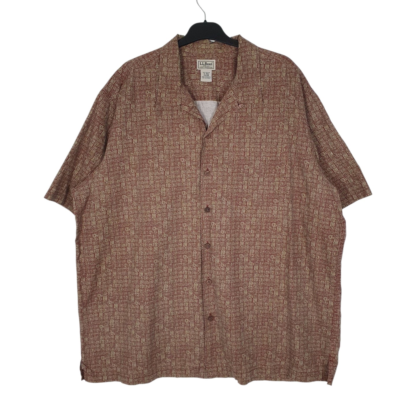 Mens Brown L.L.Bean Paisley Short Sleeve Shirt