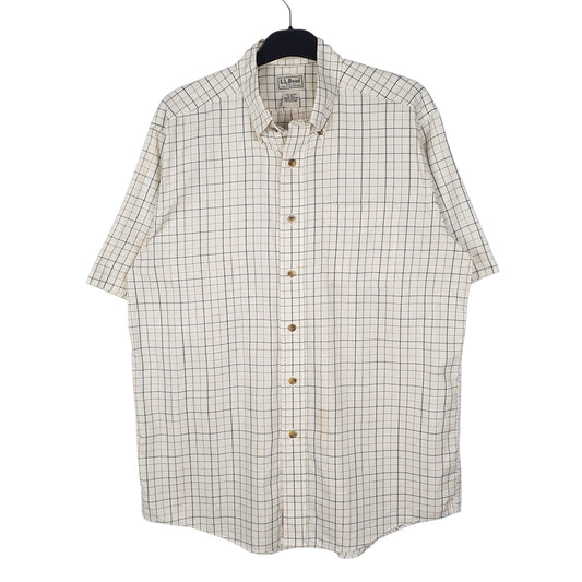 Mens Cream L.L.Bean  Short Sleeve Shirt