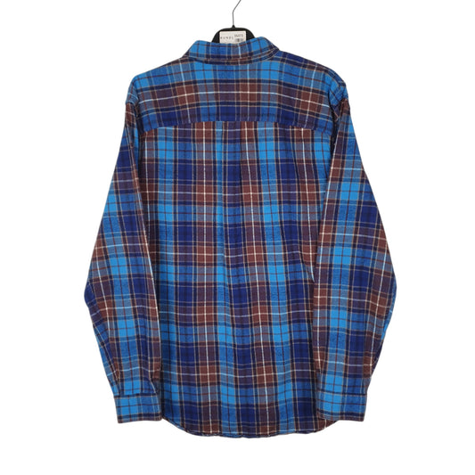 Mens Blue L.L.Bean Thick Flannel Plaid  Shirt