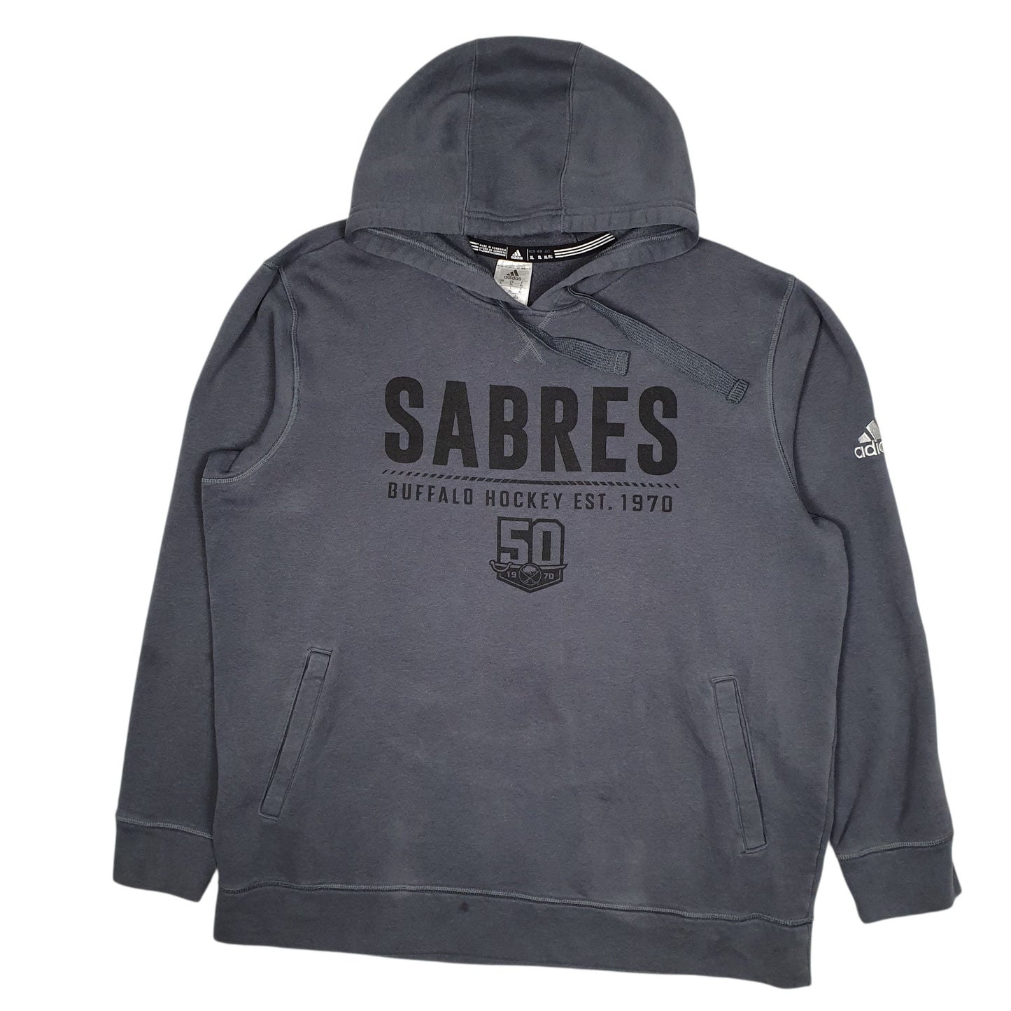Mens Grey Adidas Buffalo Hockey Sabres Hoodie Jumper