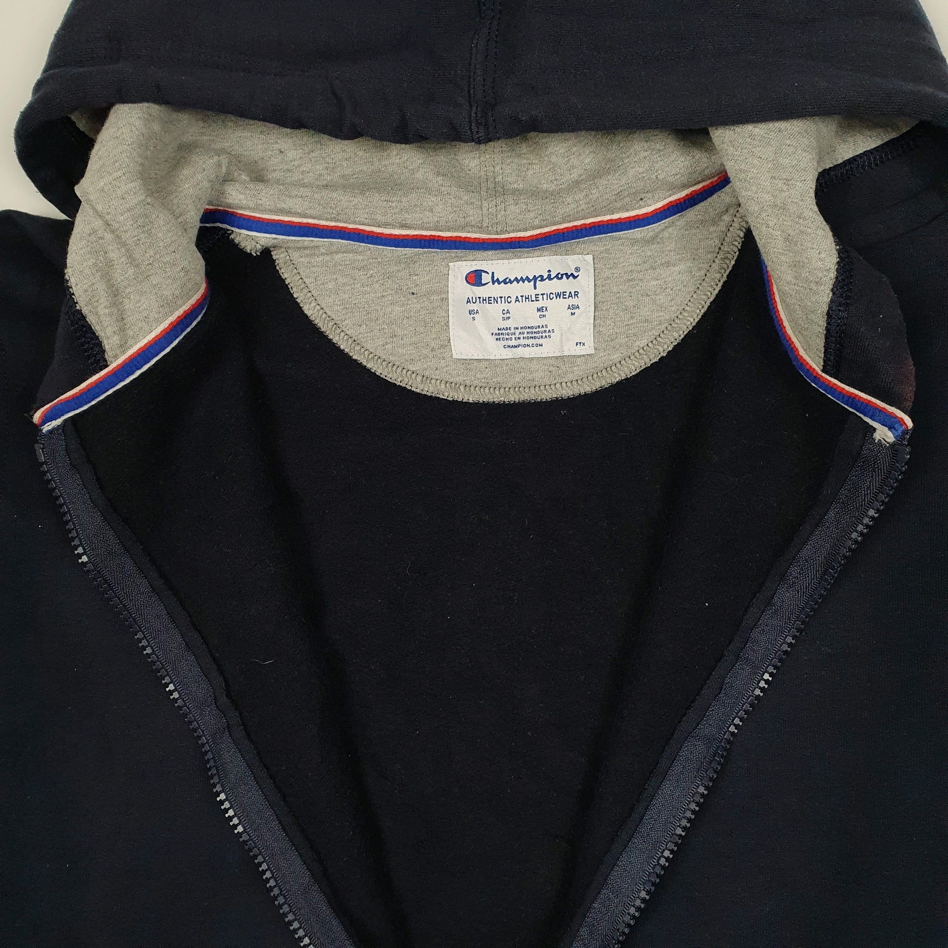 Mens Navy Champion Hoodie Full Zip Jumper