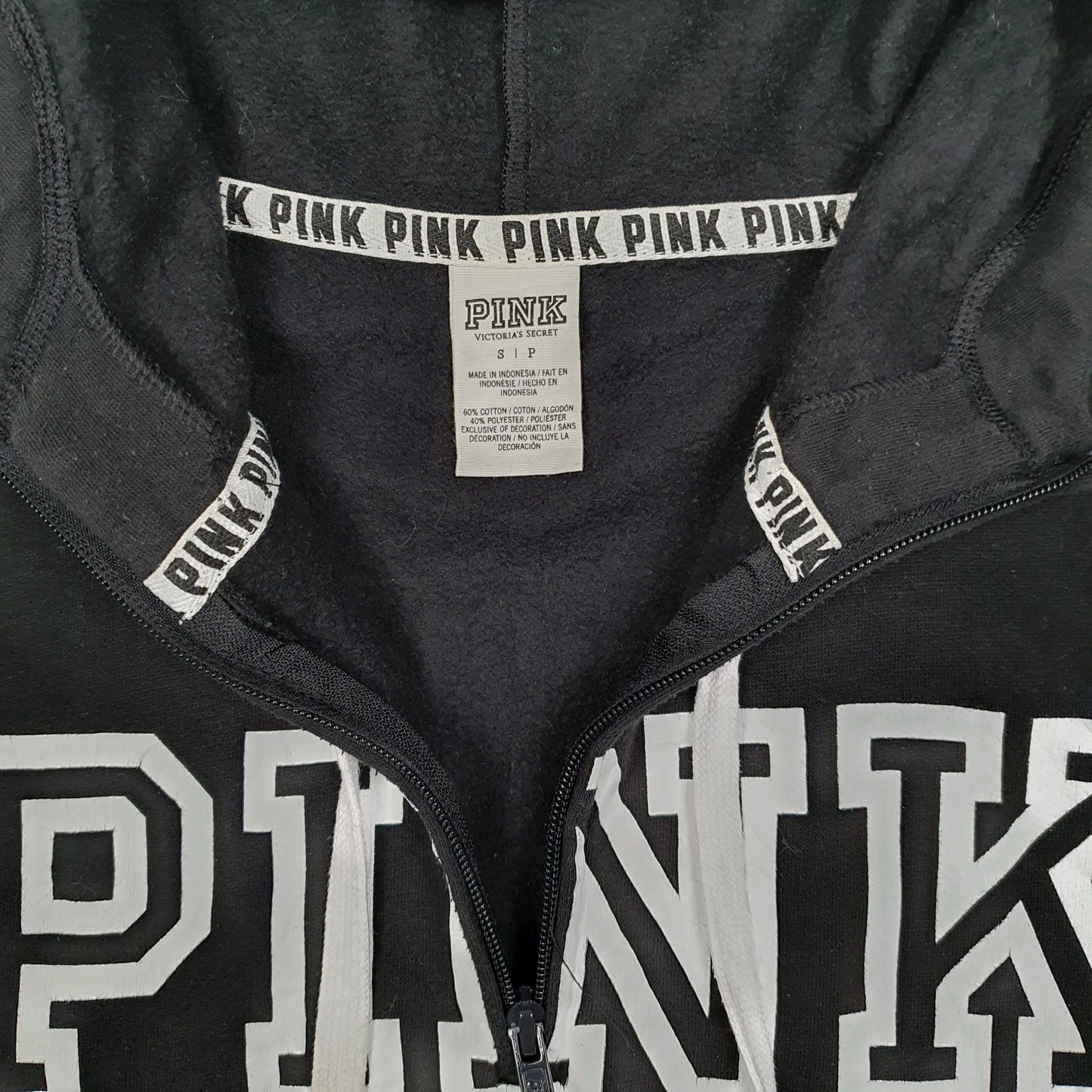 Womens Black Victorias Secret Pink Quarter Zip Jumper