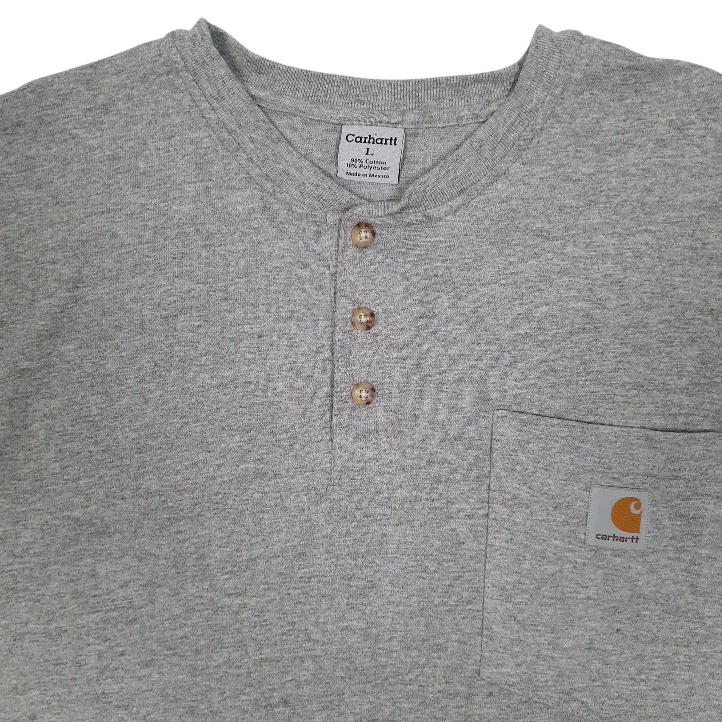 Mens Grey Carhartt Henley  T Shirt