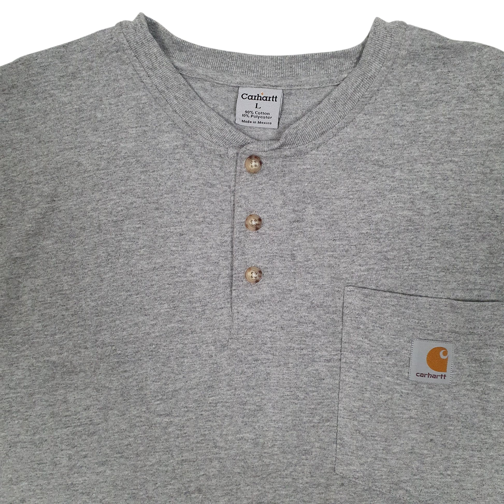 Mens Grey Carhartt Henley  T Shirt