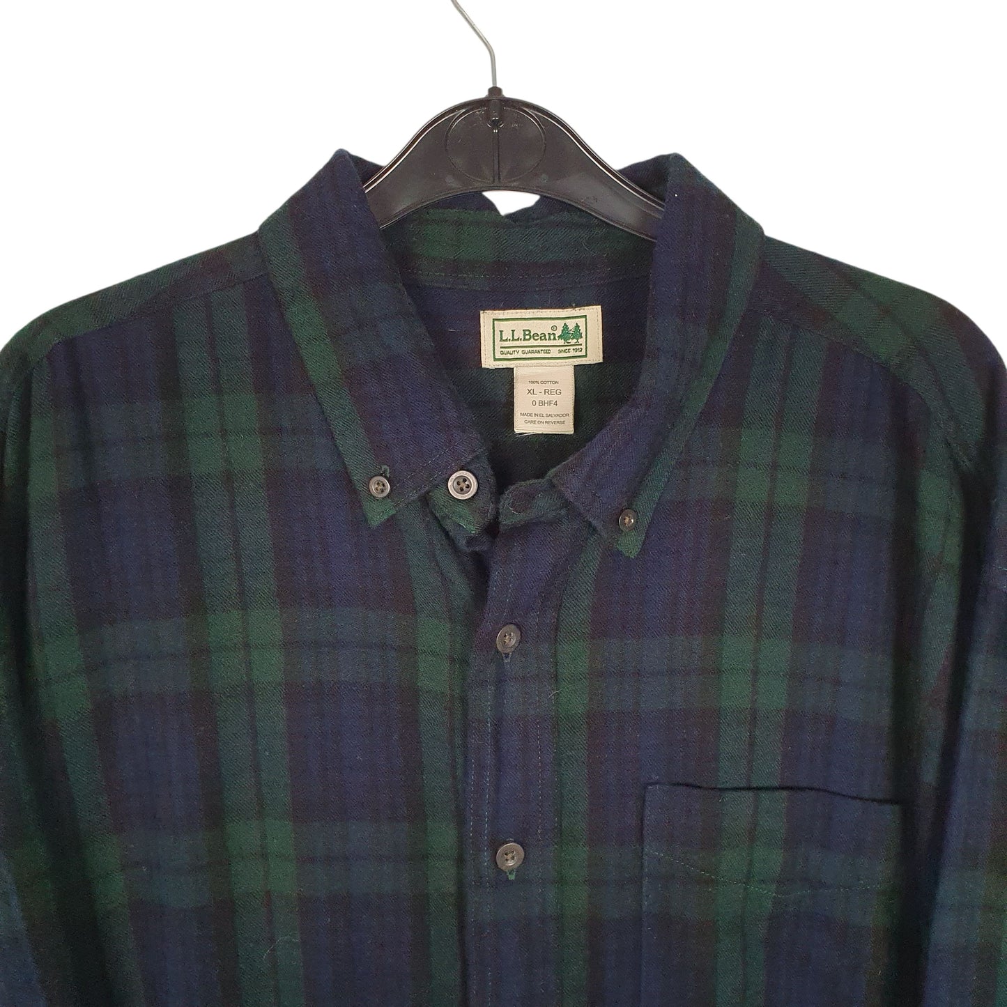 Mens Navy L.L.Bean Chamois Thick Plaid Flannel  Shirt