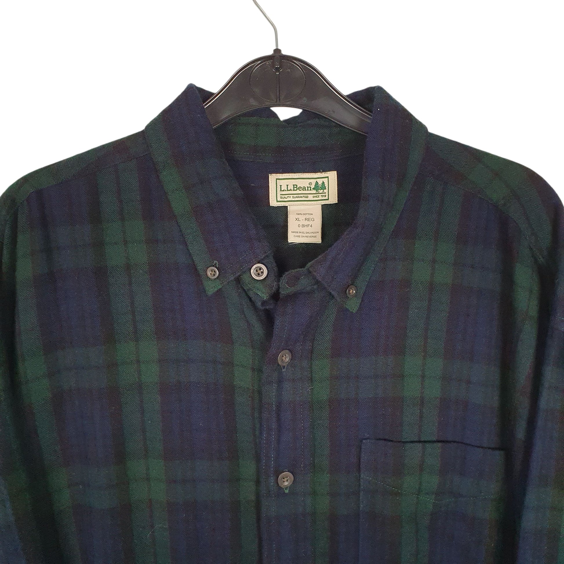 Mens Navy L.L.Bean Chamois Thick Plaid Flannel  Shirt