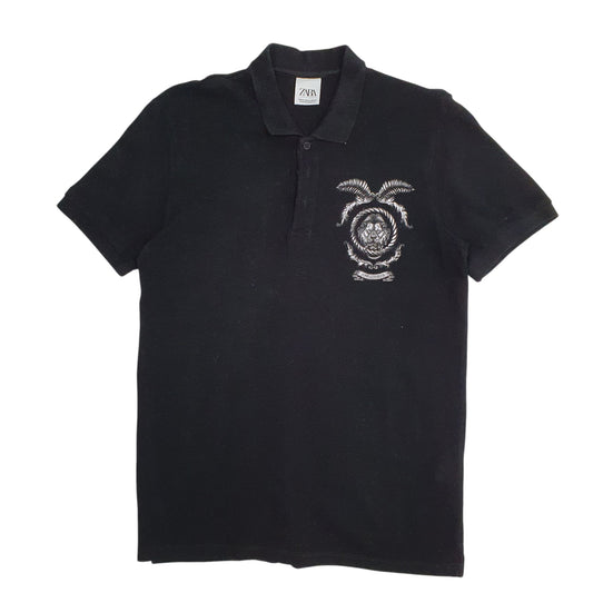 Mens Black Zara  Short Sleeve Polo Shirt