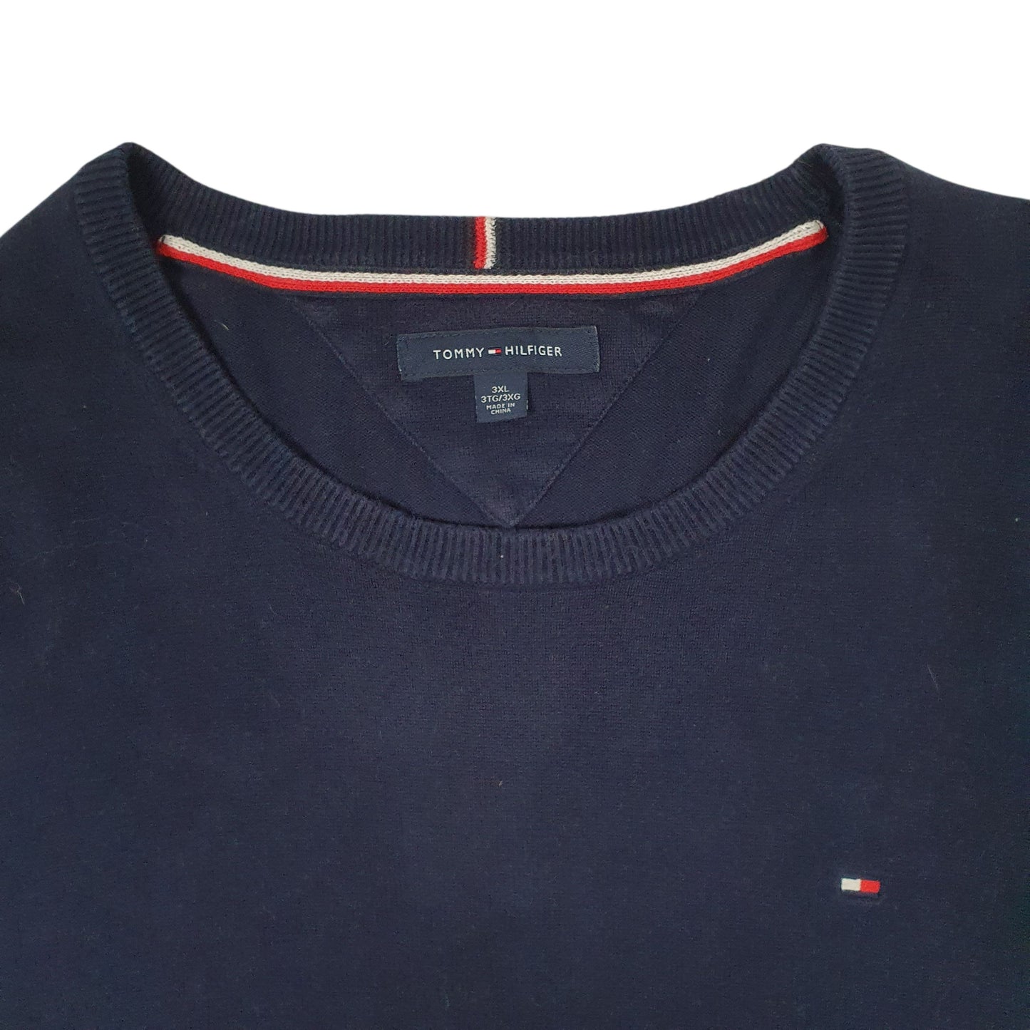 Mens Navy Tommy Hilfiger Lightweight Crewneck Jumper