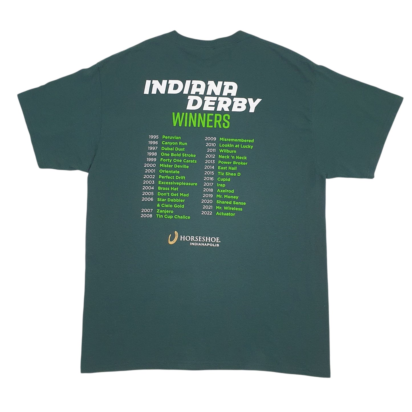 Mens Green Port & Company Indiana Derby  T Shirt
