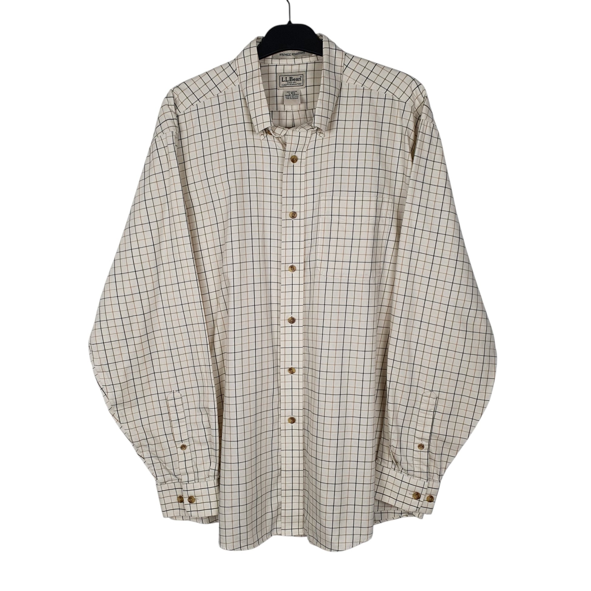 Mens Cream L.L.Bean  Long Sleeve Shirt