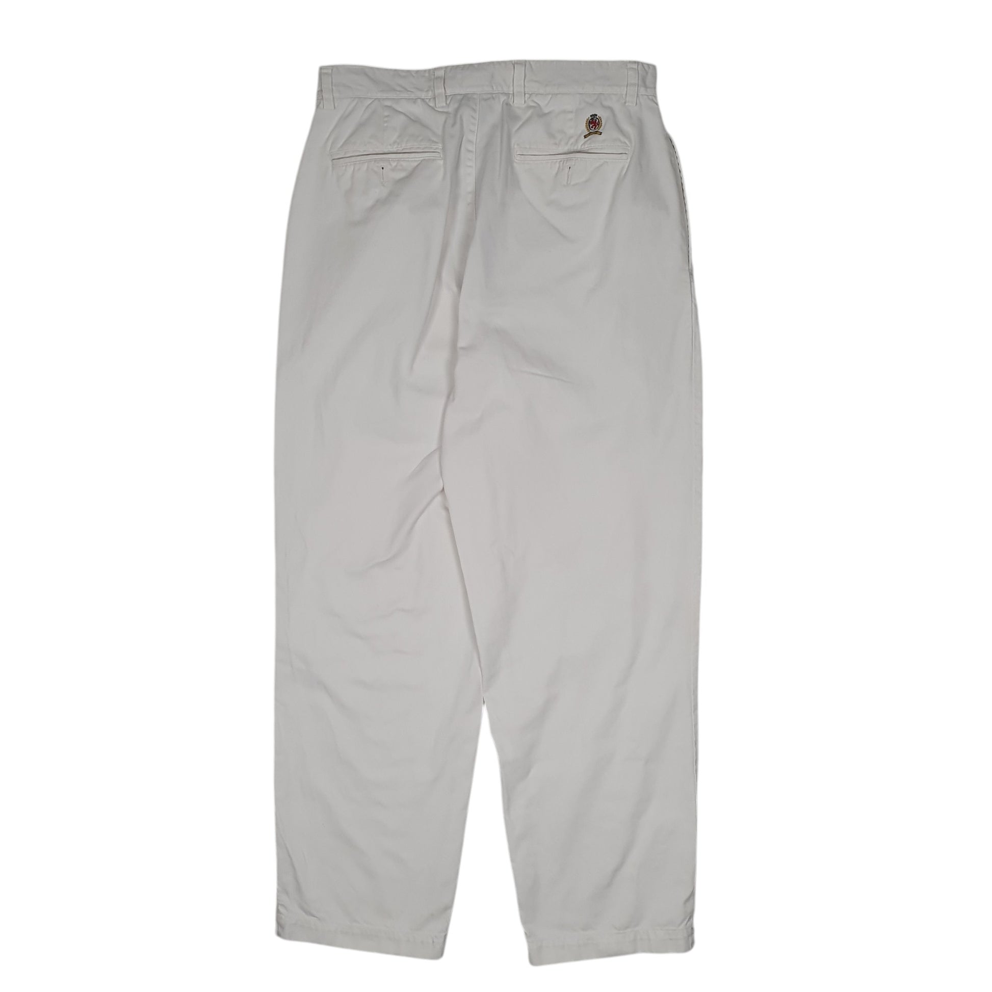 Mens White Tommy Hilfiger Double Pleated  Trousers
