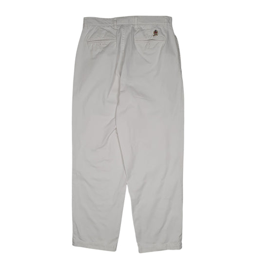 Mens White Tommy Hilfiger Double Pleated  Trousers