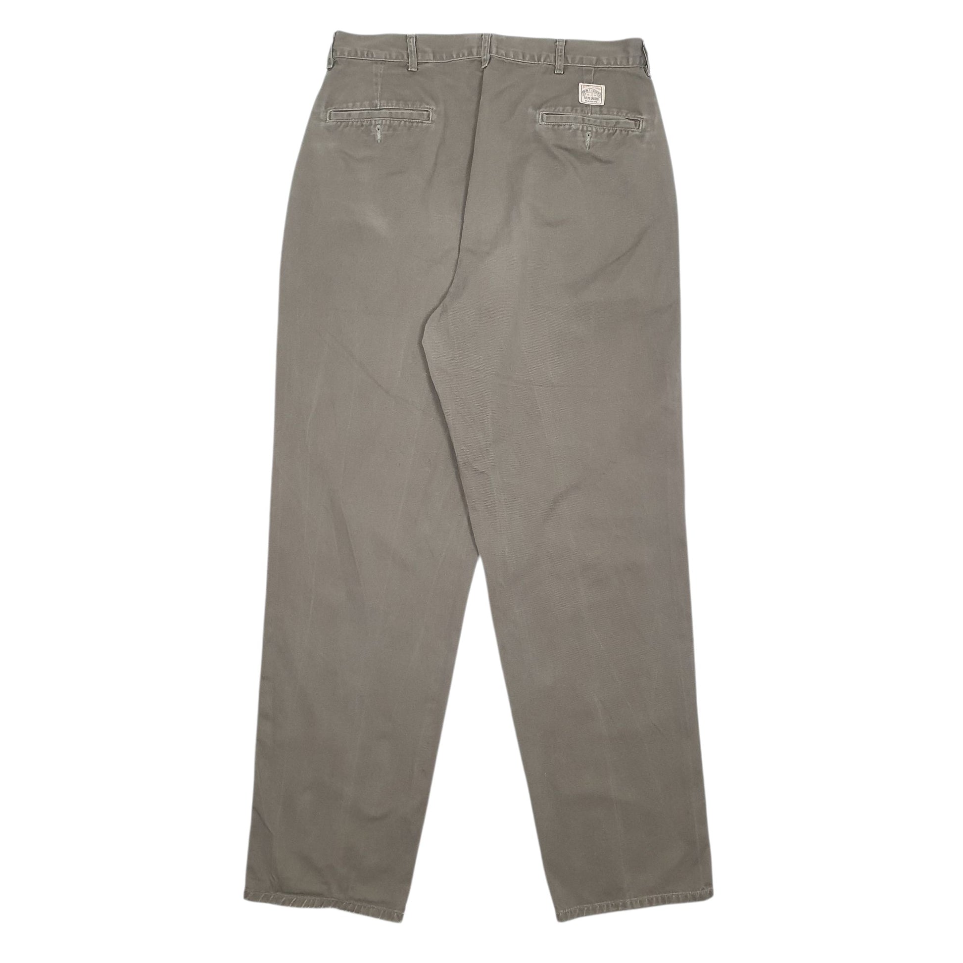 Mens Grey Polo Ralph Lauren Vintage 90s Made In USA Pleated  Trousers