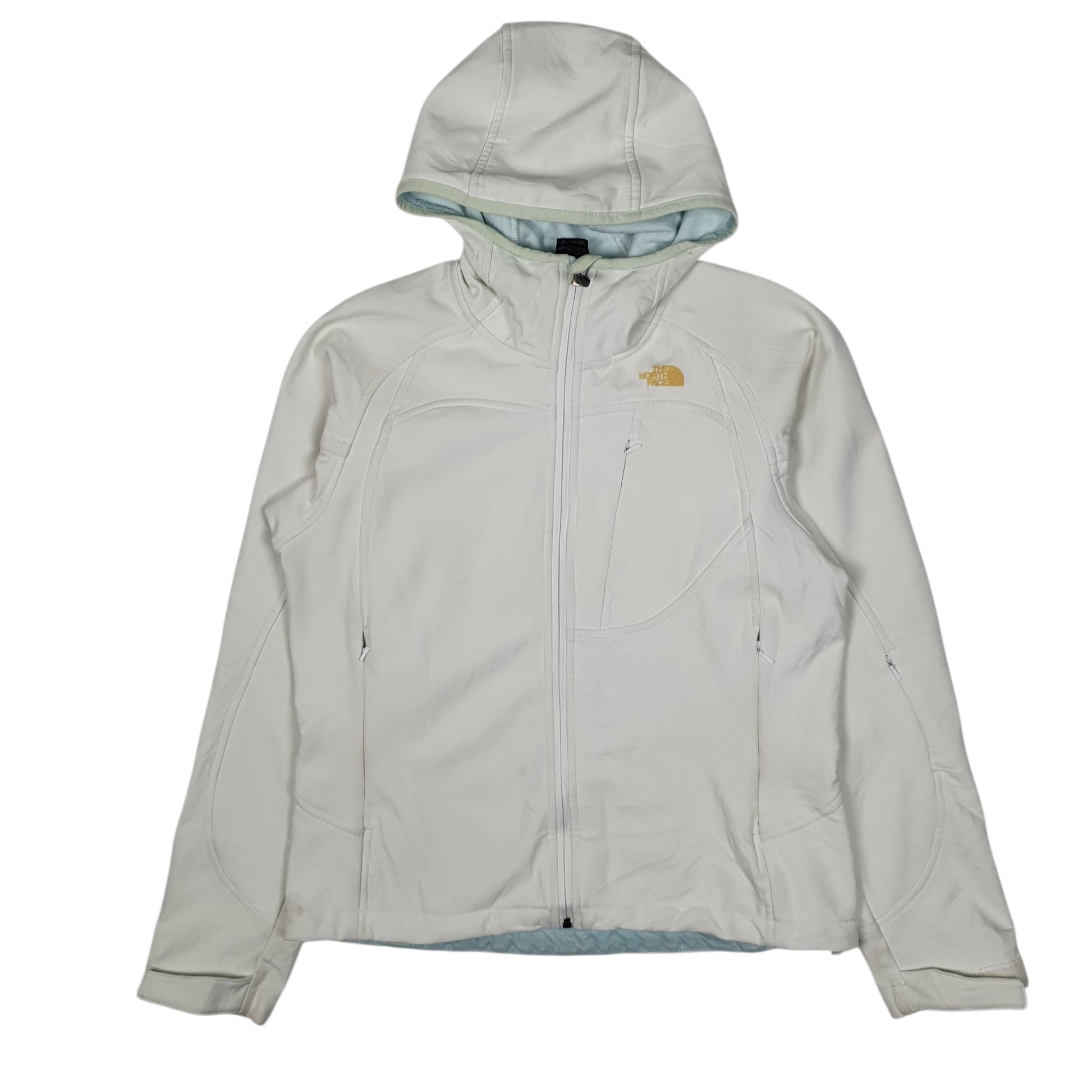 Womens White The North Face Recco Skiing Hooded Hoodie Coat