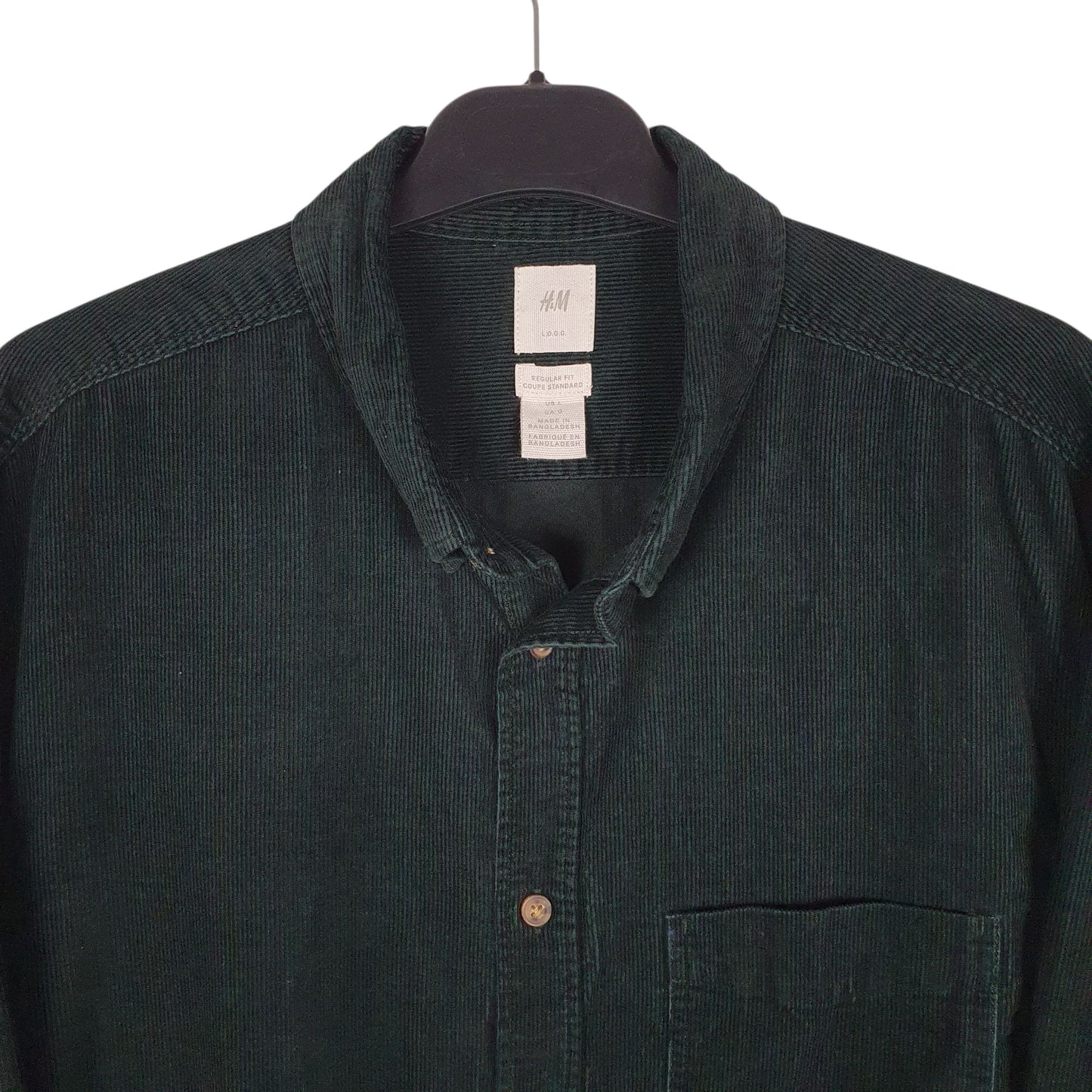 Mens Green H&M Corduroy  Shirt