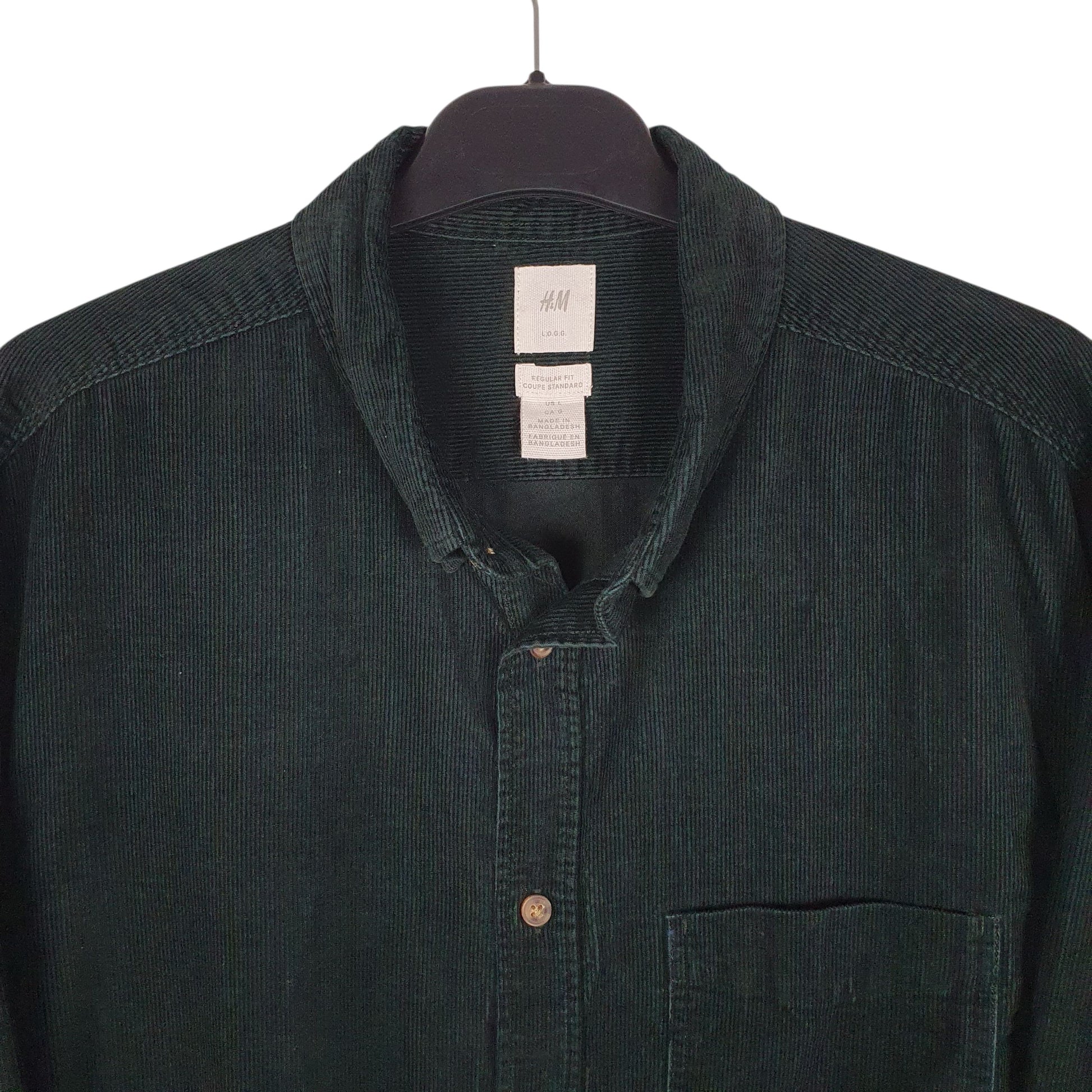 Mens Green H&M Corduroy  Shirt