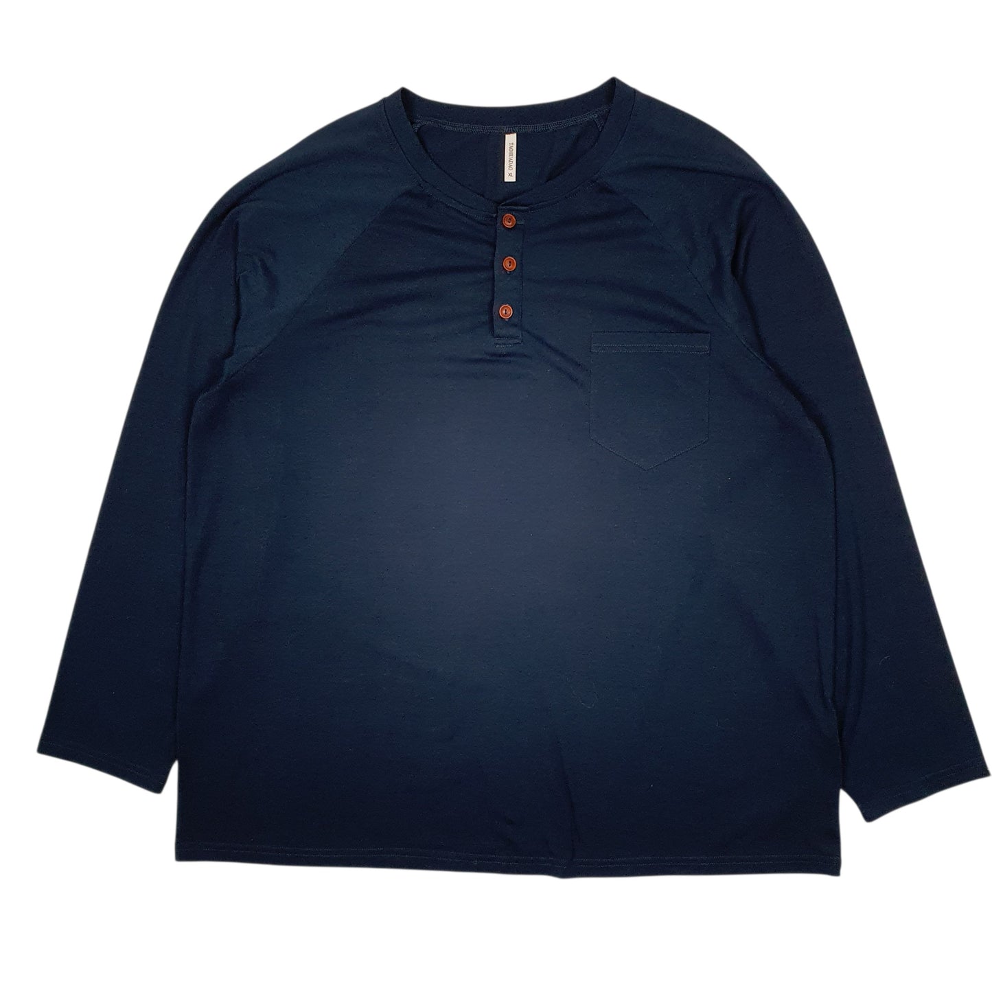 Mens Navy Taohuadao Henley Long Sleeve T Shirt